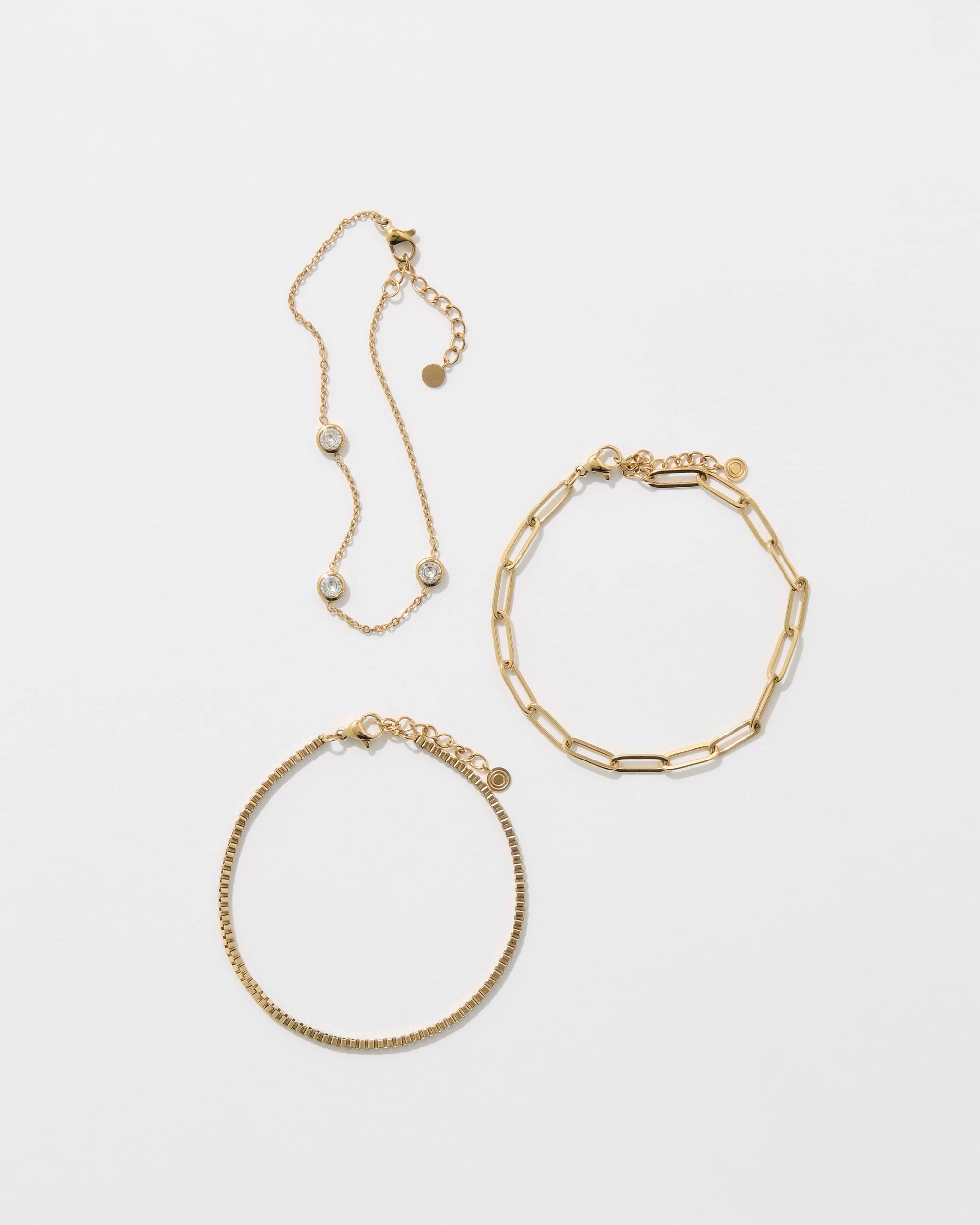 1 Target Waterproof 3 Pack Paperclip Bracelet Set GOLD, 1 of 1