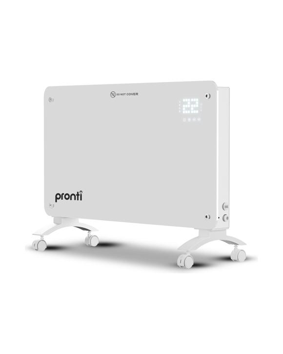 Pronti Glass Panel Convection Heater with Remote Control LED Display White - White