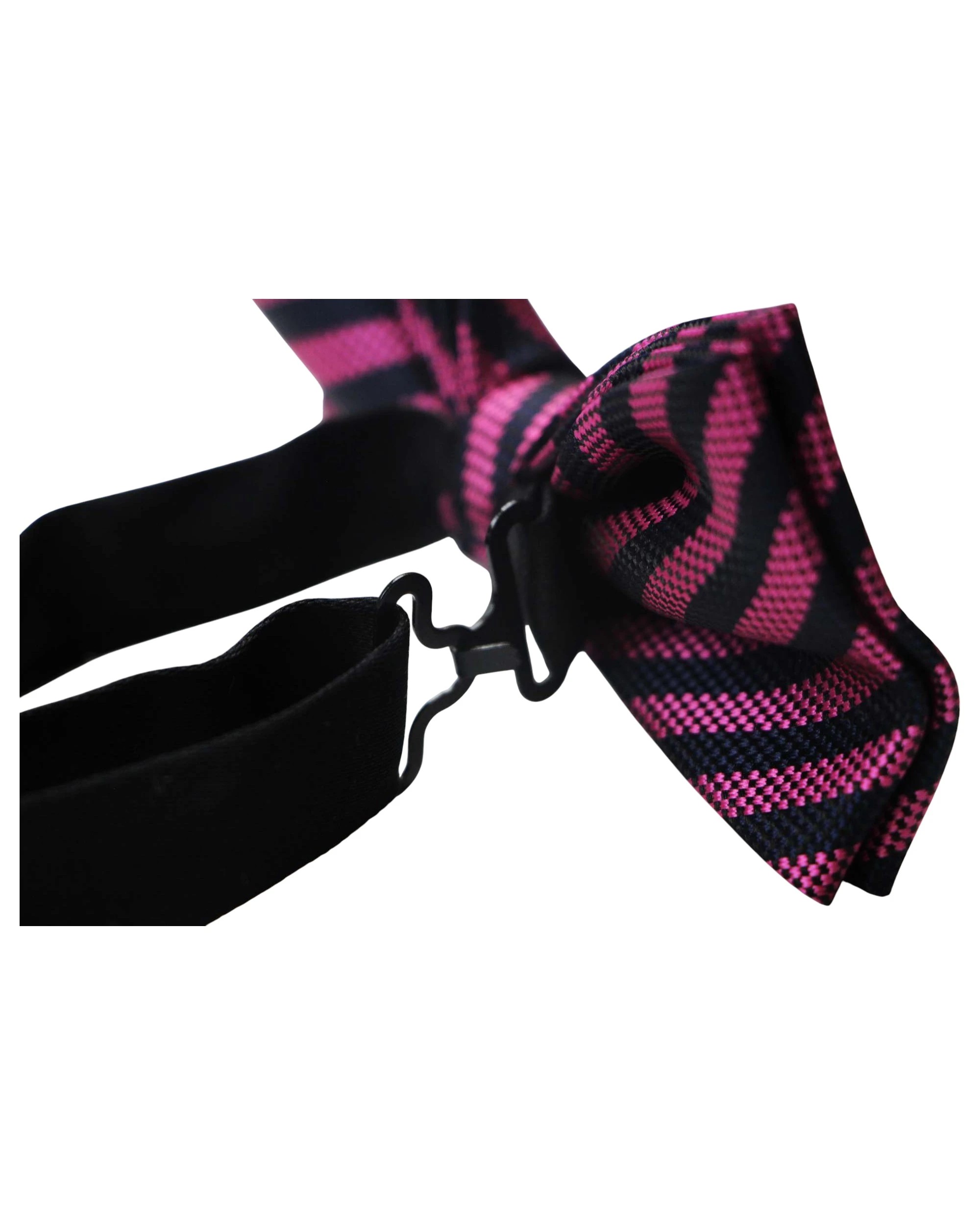 2 Zasel Mens Pink & Navy Stripe Patterned Bow Tie, 2 of 3
