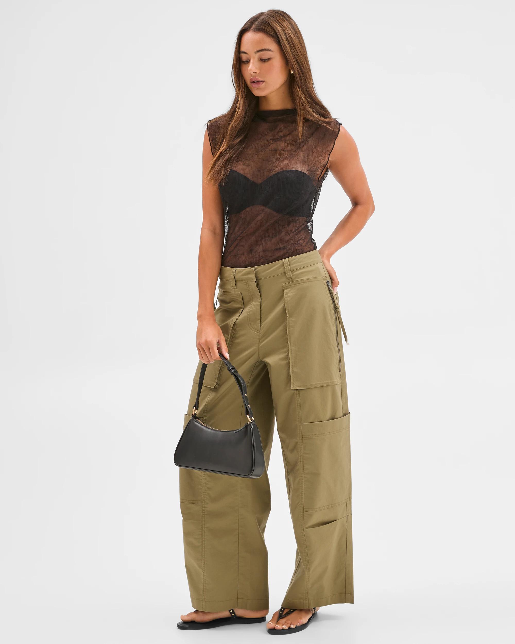 1 Lily Loves Australian Cotton Blend Utility Cargo Pants SOFT KHAKI, 1 of 6