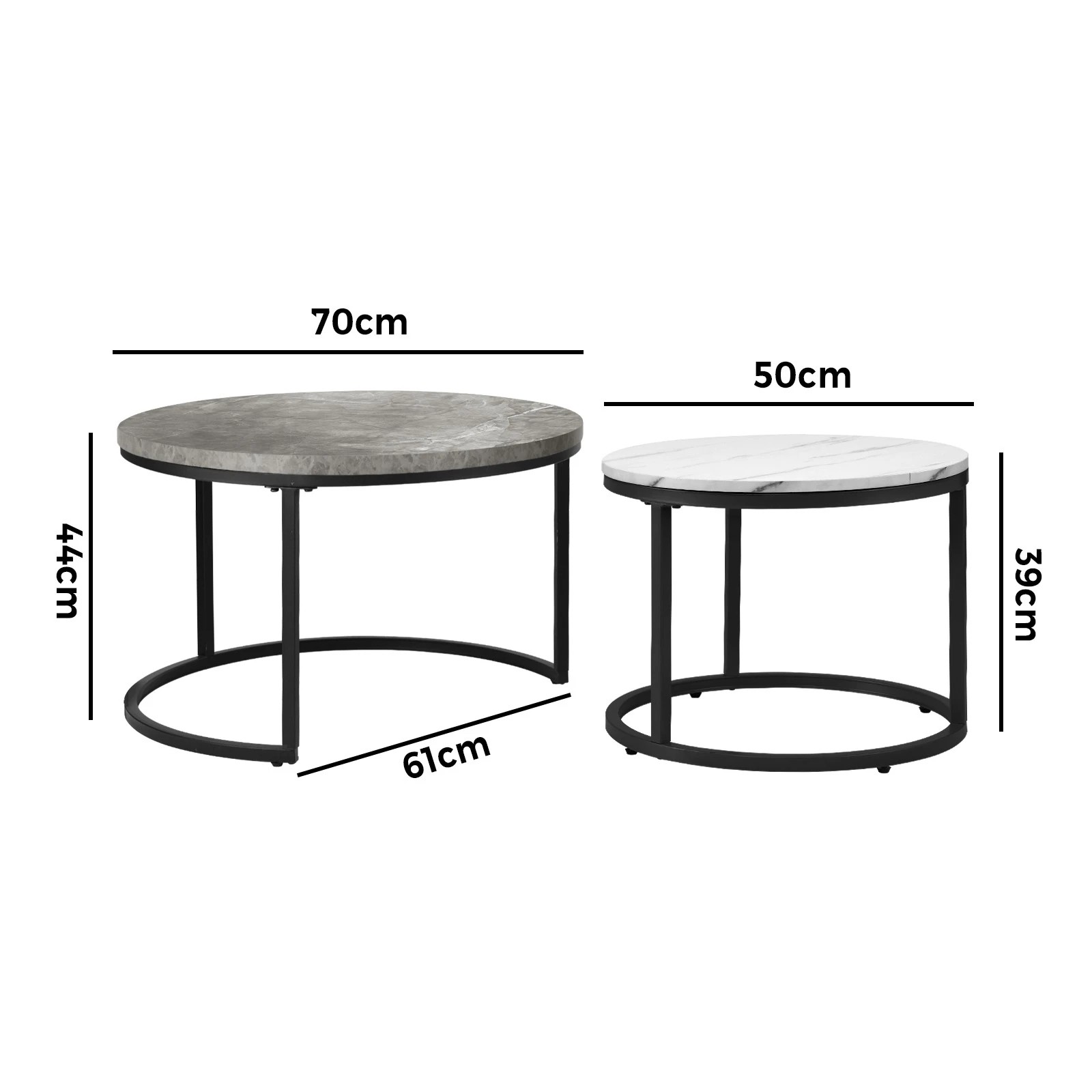10 Oikiture Set Of 2 Coffee Table Round Marble-like Nesting Side Tables
 - Multi, 10 of 10