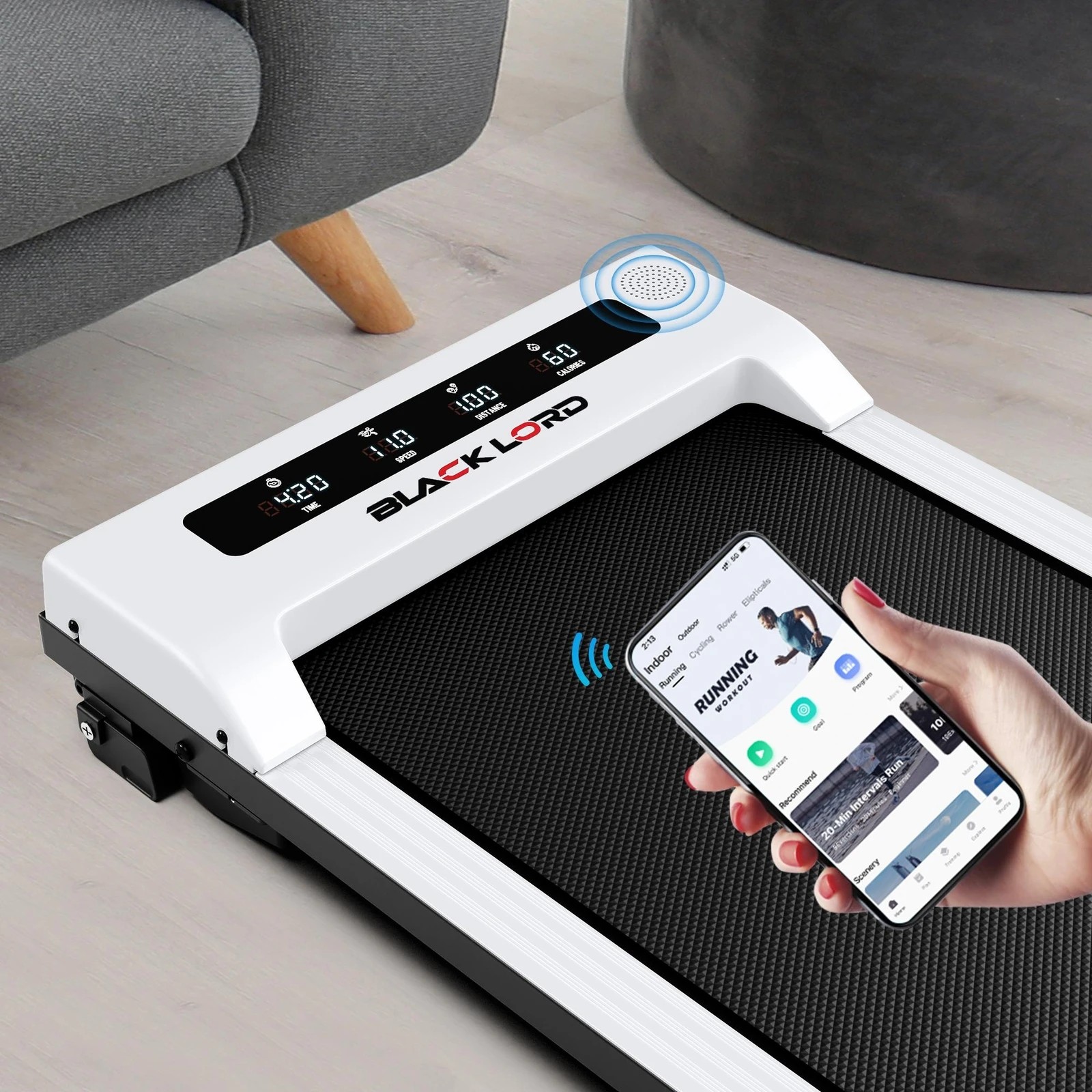 3 Black Lord Treadmill Electric Walking Pad Under Desk Home Office Fitness 38cm Belt - White, 3 of 10