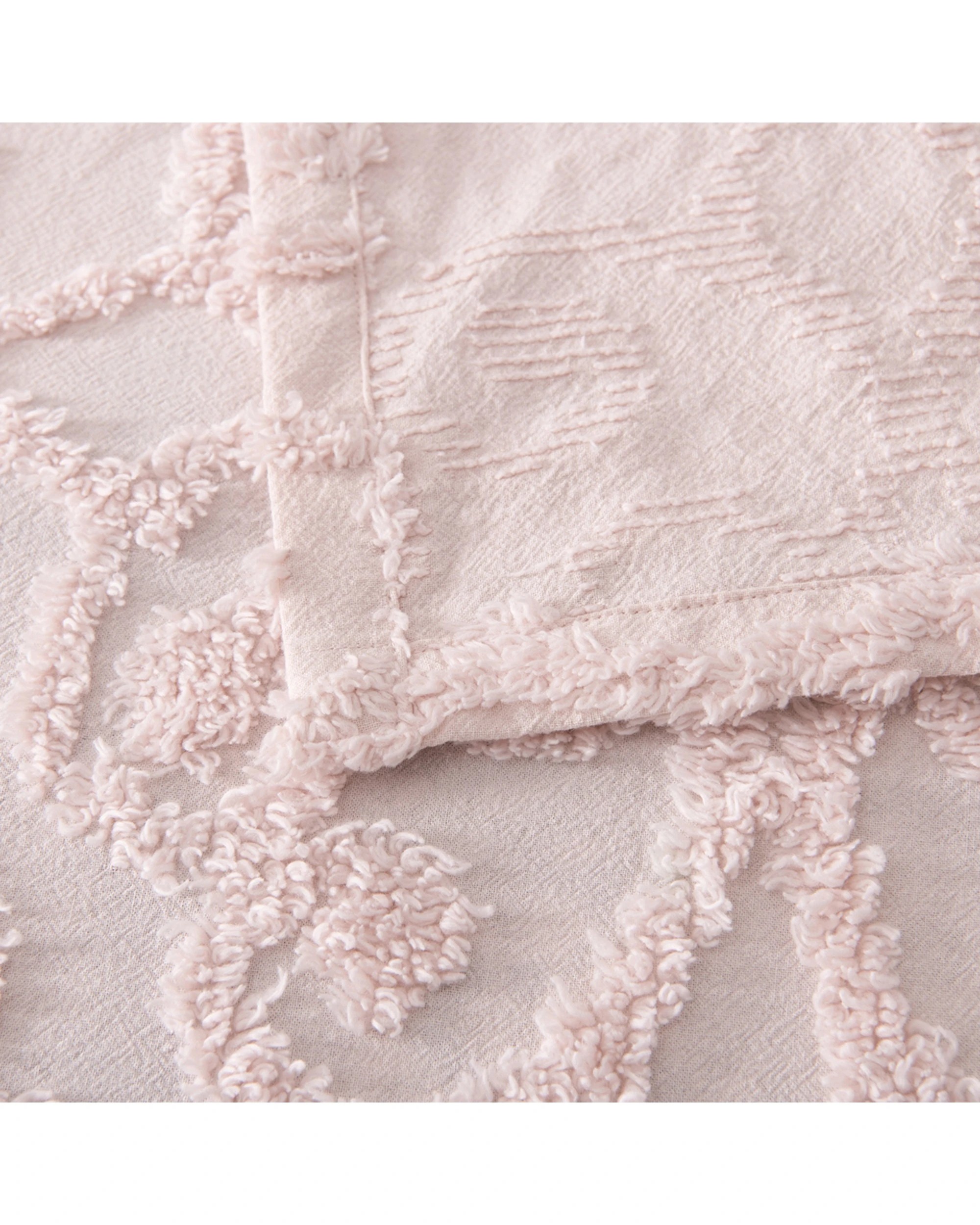 3 Bianca Ella Super King Blush Cotton Chenille Bedspread Set With Pillowcases - Pink, 3 of 4