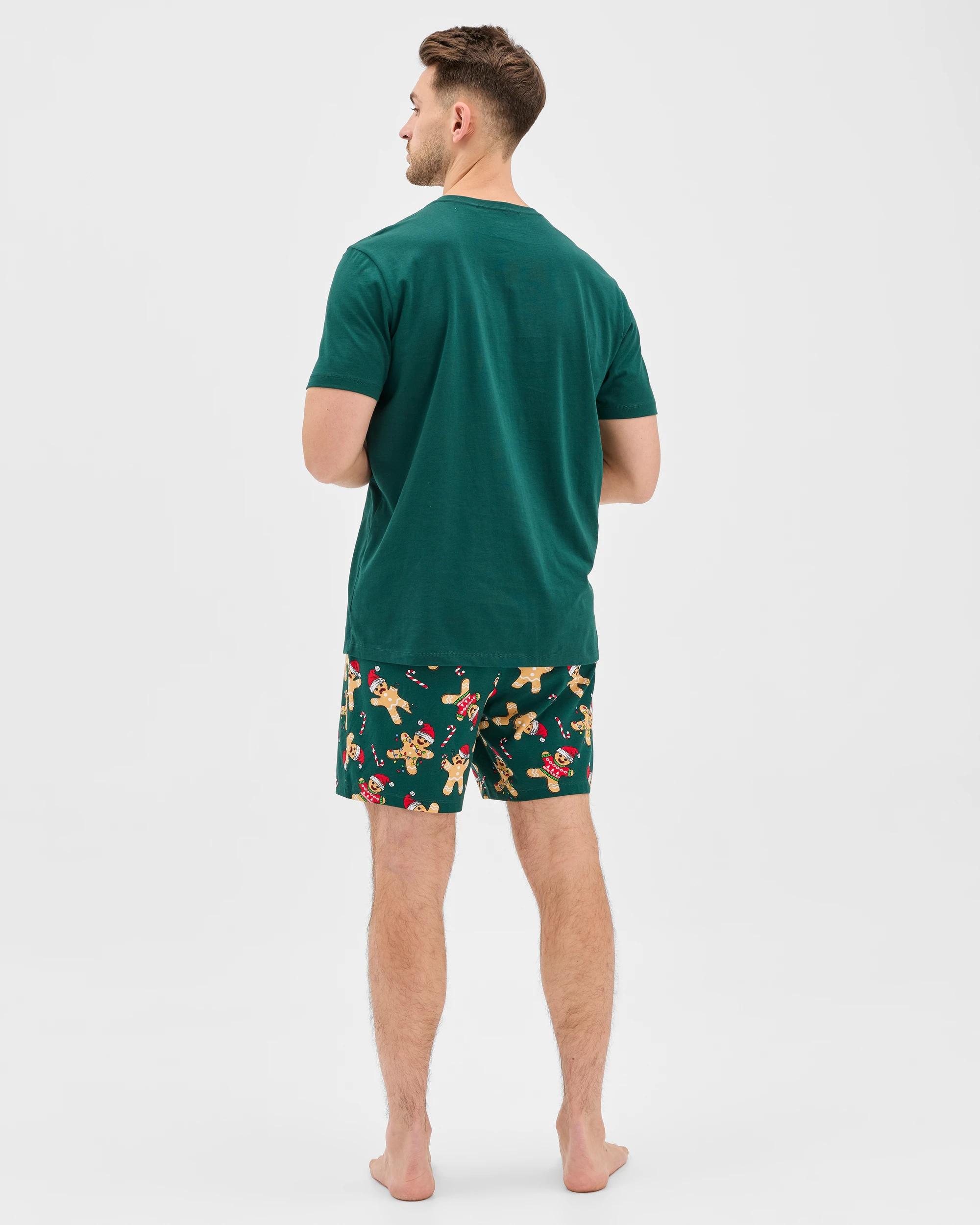 7 Maxx Australian Cotton Short Sleeve Top & Shorts Christmas Pyjama Set GREEN CHRISTMAS GINGERBREAD, 7 of 7