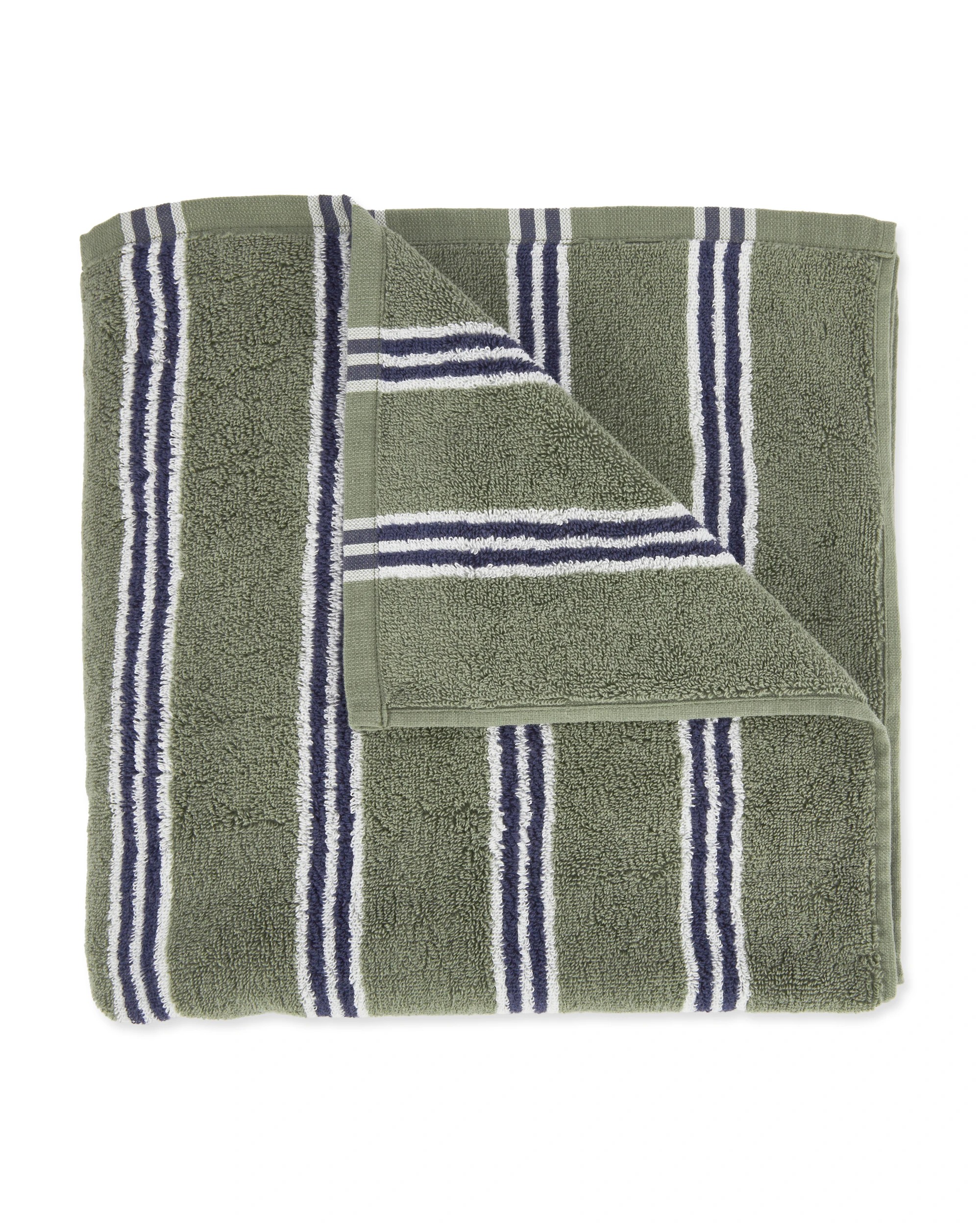 1 Stripe Cotton Bath Towel - Green, 1 of 5