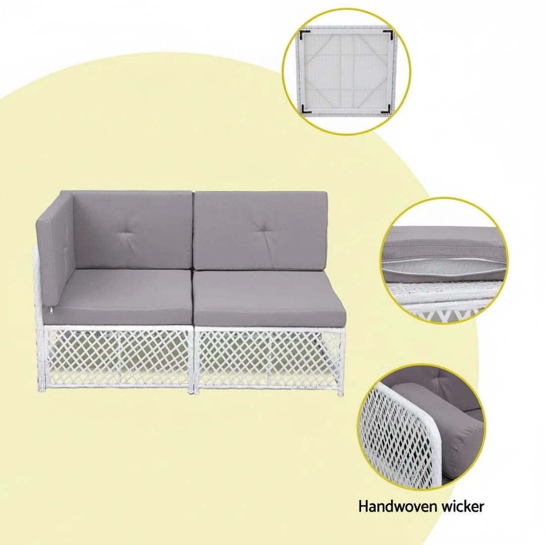 4 Gardeon 4 Seater Outdoor Sofa Set 5PCS Table Chair Set Garden Patio - White, 4 of 5