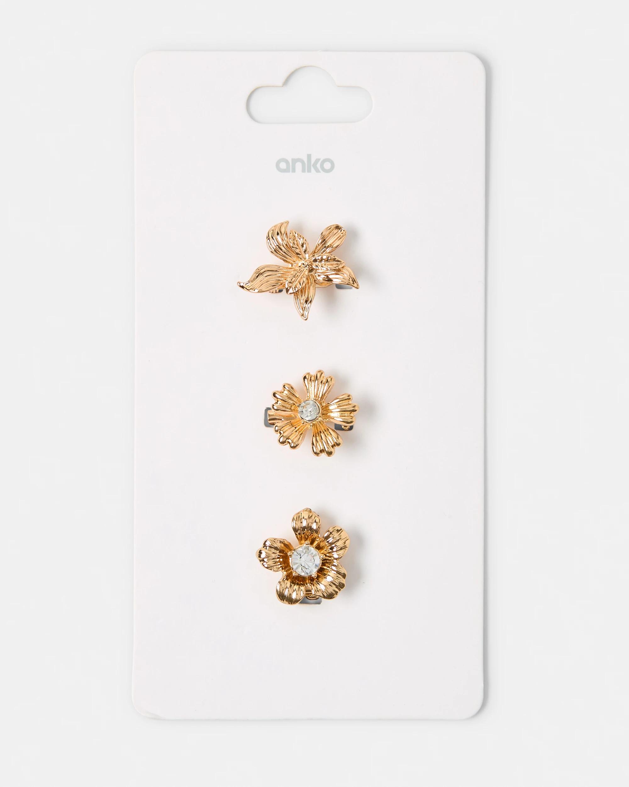 4 3 Pack Flower Brooch - Gold Tone Gold, 4 of 4