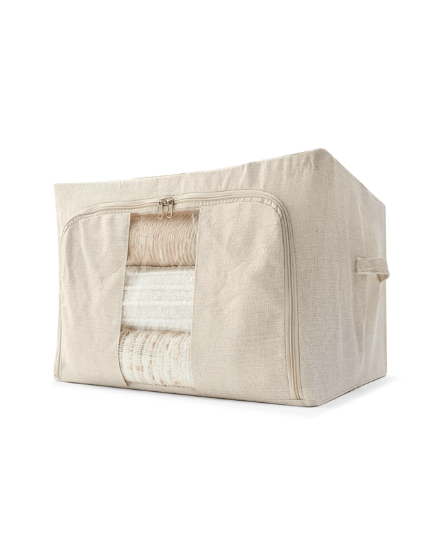 Linen Look Collapsible Box with Window - Large, B