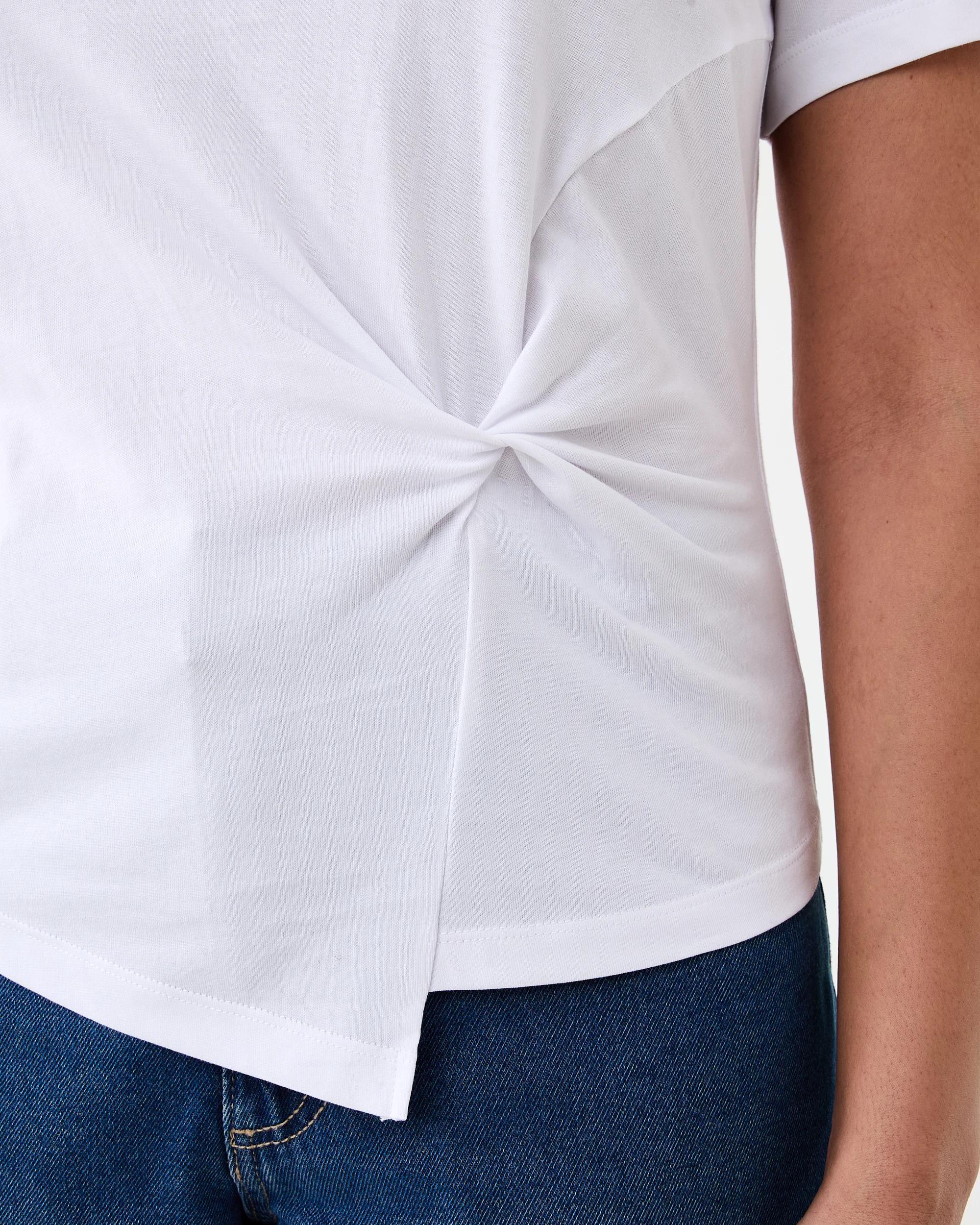 6 Short Sleeve Knot Detail T-shirt White, 6 of 6