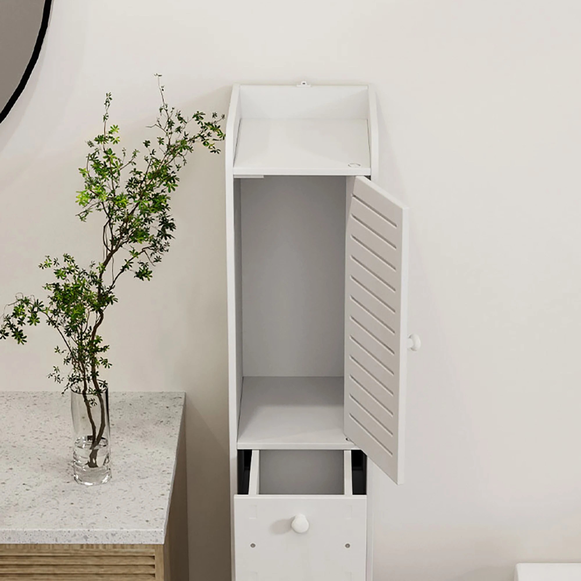 5 Artiss 2X Bathroom Toilet Storage Cabinet Laundry Tallboy Cupboard - White, 5 of 8