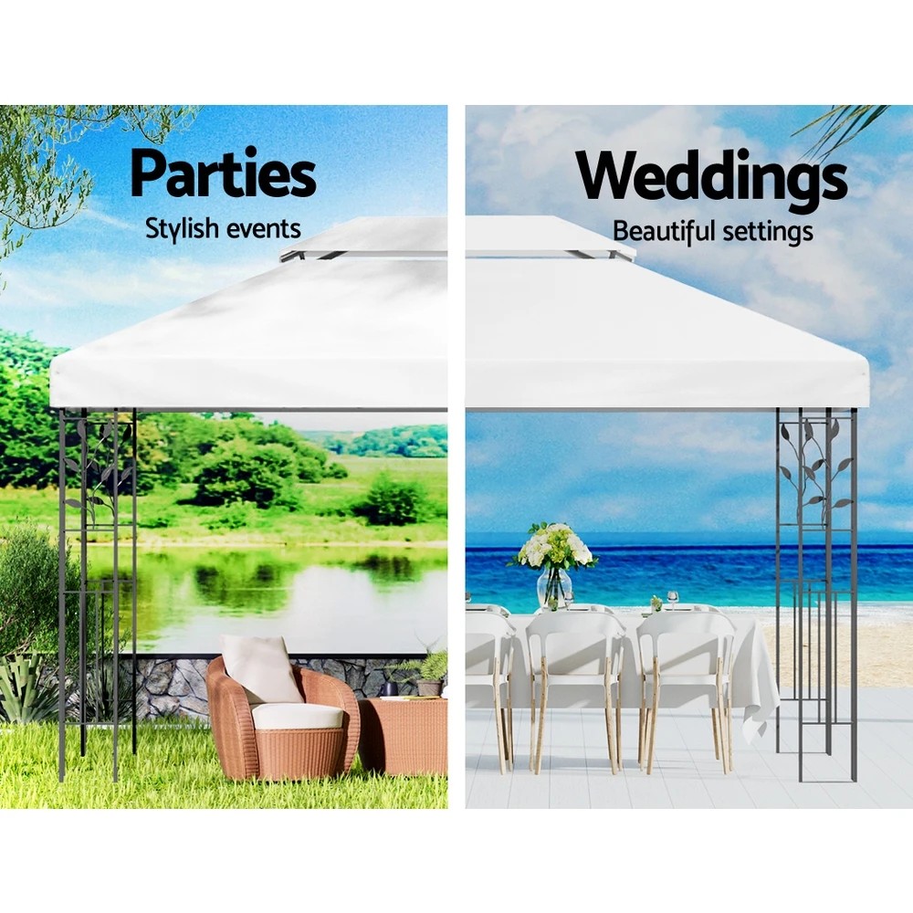 4 Instahut Gazebo 4x3m Marquee Outdoor Wedding Party Event Tent Home Iron Art Shade - White, 4 of 6