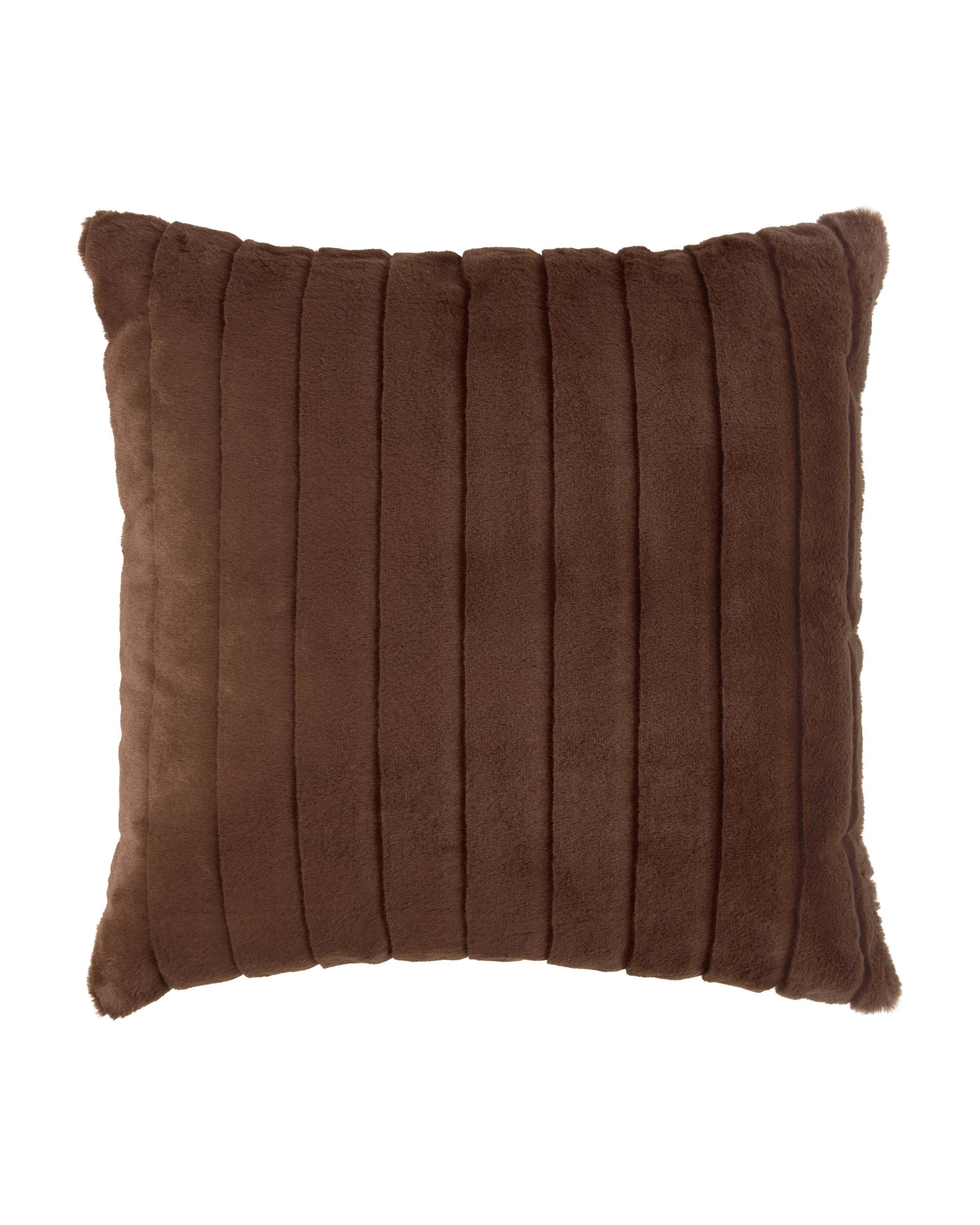 1 50cm Faux Fur Cushion - Brown, 1 of 4