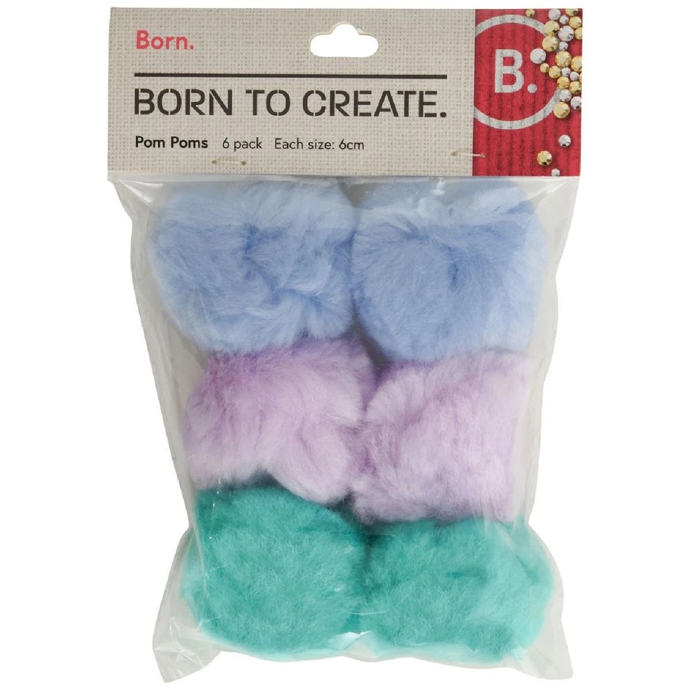 1 Born Jumbo Pom Poms 6 Pack, 1 of 2