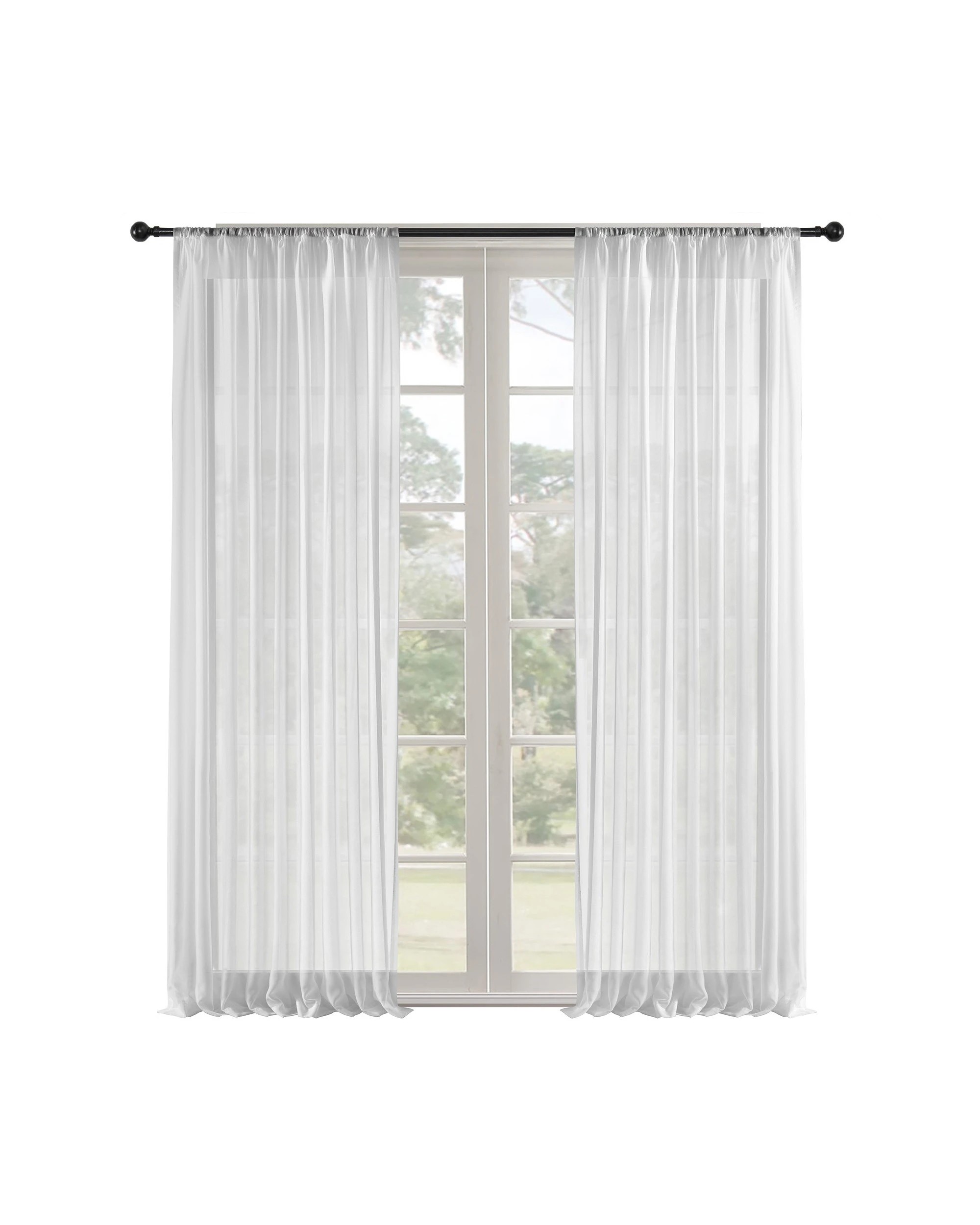 5 Sherwood Georgia Sheer Rod Pocket Curtain Pair 135x223cm - White, 5 of 5
