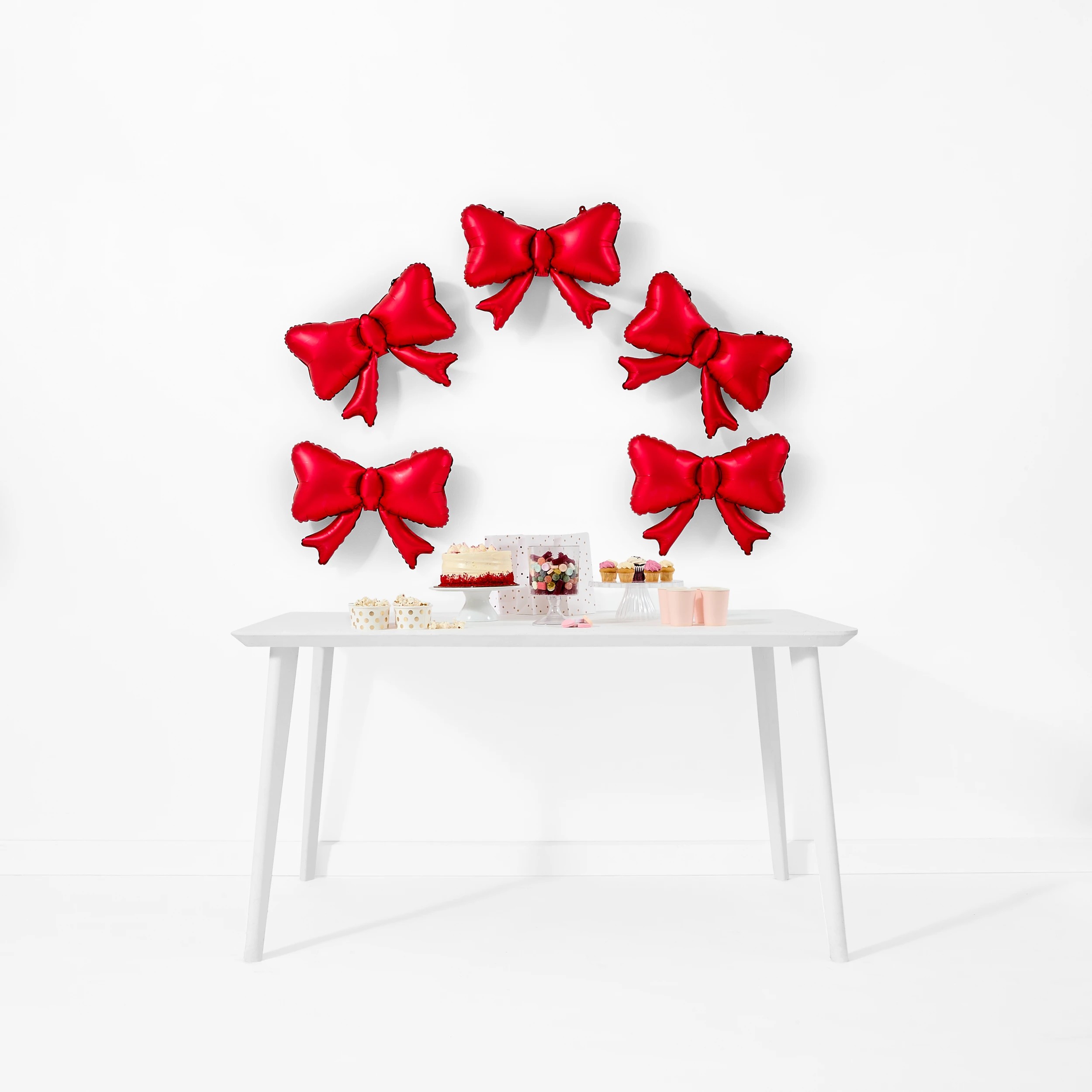 1 5 Piece Red Bow Foil Balloons, 1 of 8