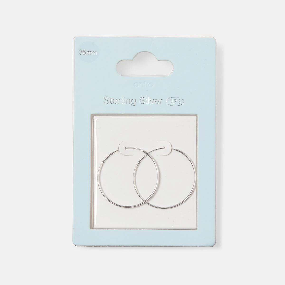 4 Sterling Silver Medium Thin Hoops Silver, 4 of 4