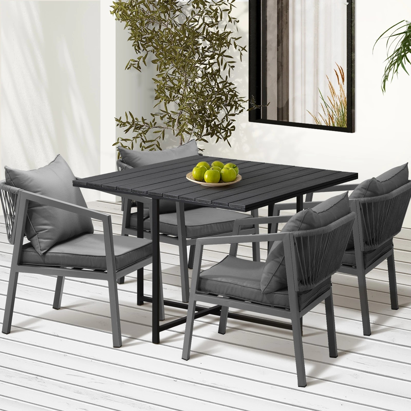 2 Livsip Outdoor Dining Set Patio Furniture Garden Balck Table Setting 4 Seater
 - Multi, 2 of 10