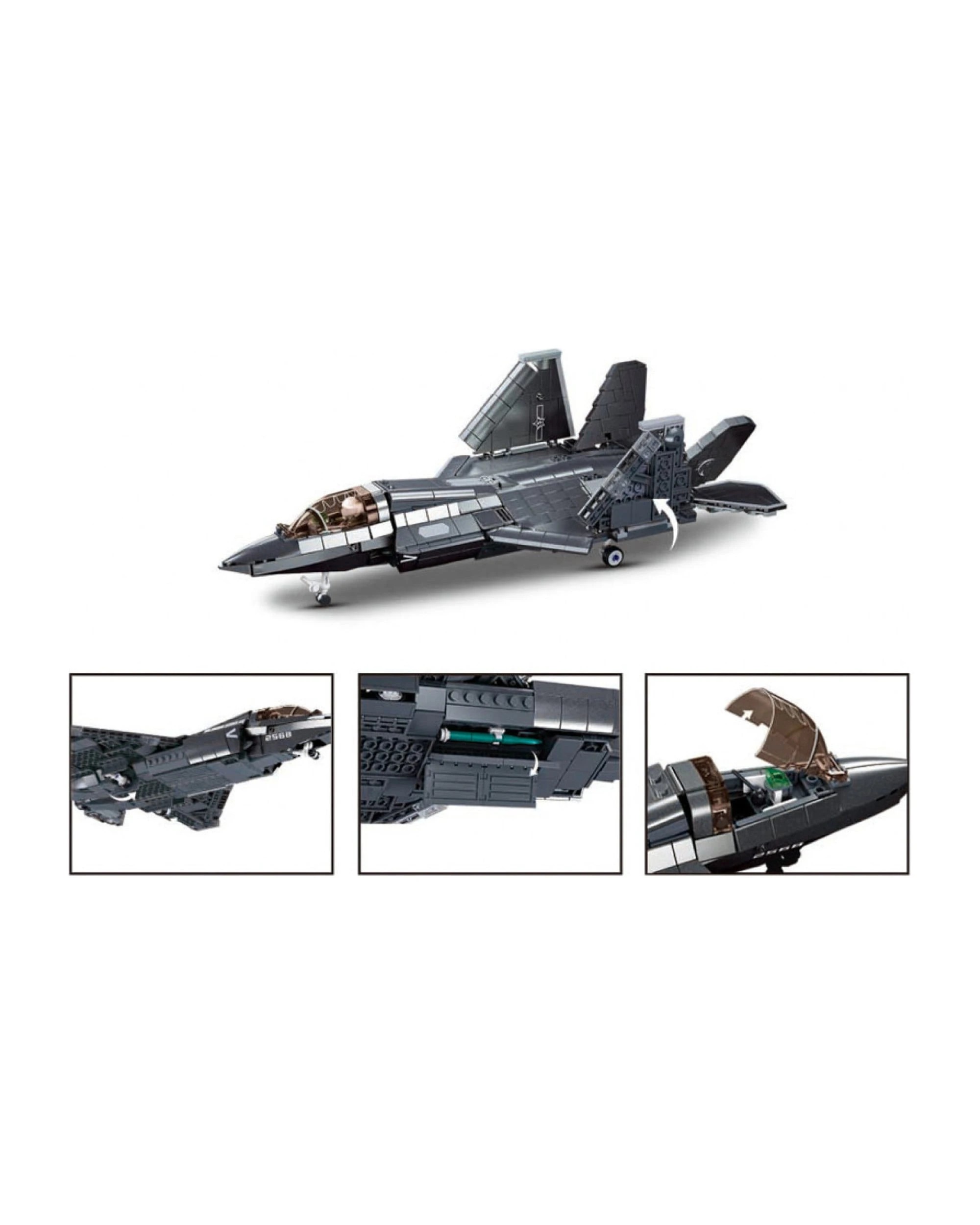Sluban B1186 Model Kit 1:44 J35 Carrier Fighter Chinese Stealth Jet ...
