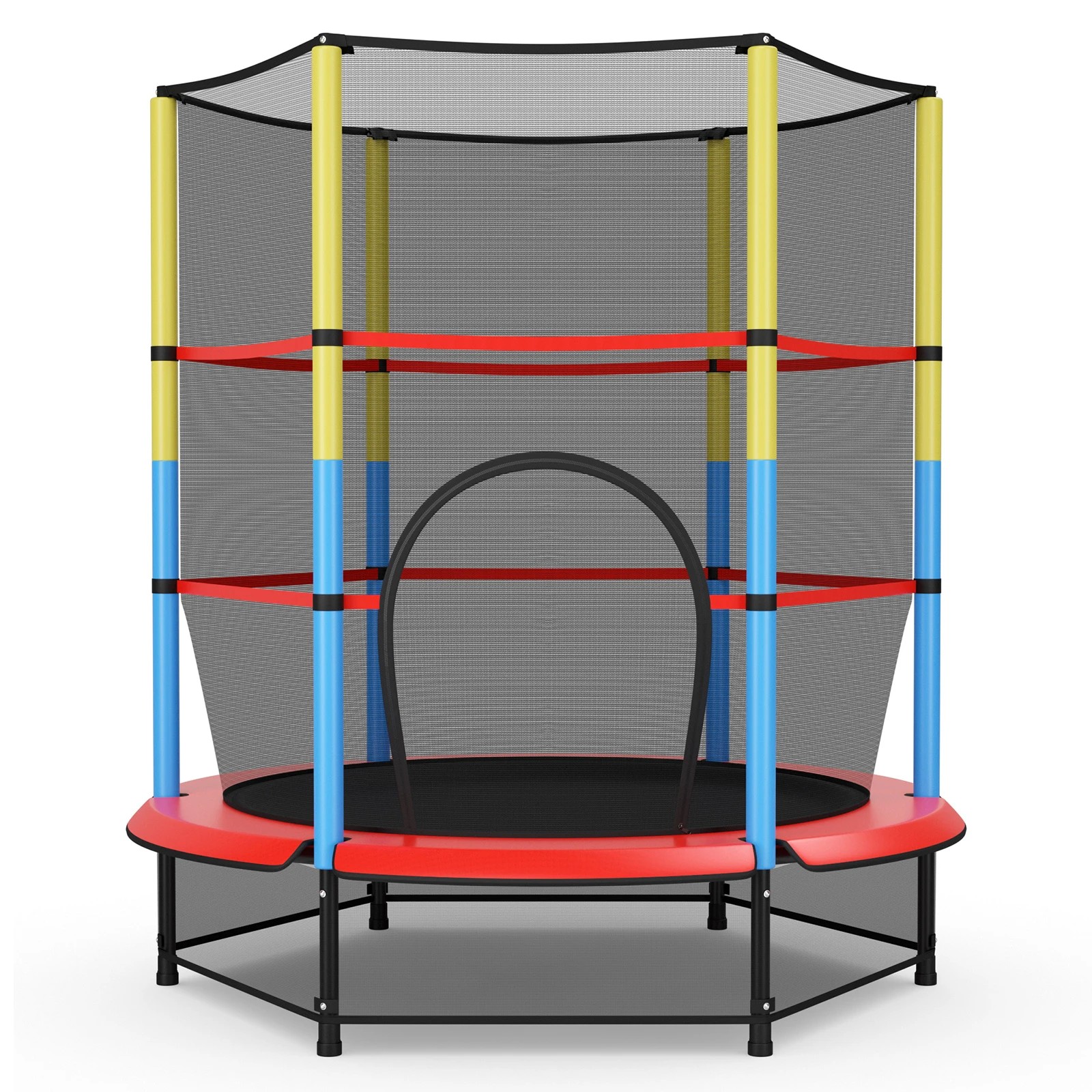 1 Costway Kids Mini Trampoline Round Trampoline w/Security Net Indoor Outdoor Jumping, 1 of 2