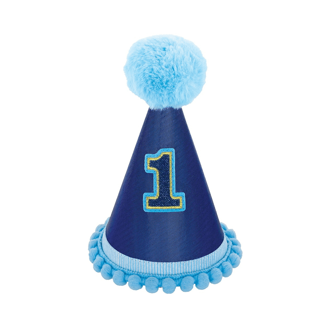 1 Amscan Boys 1st Birthday Deluxe Pom Pom Party Hat - Blue, 1 of 1