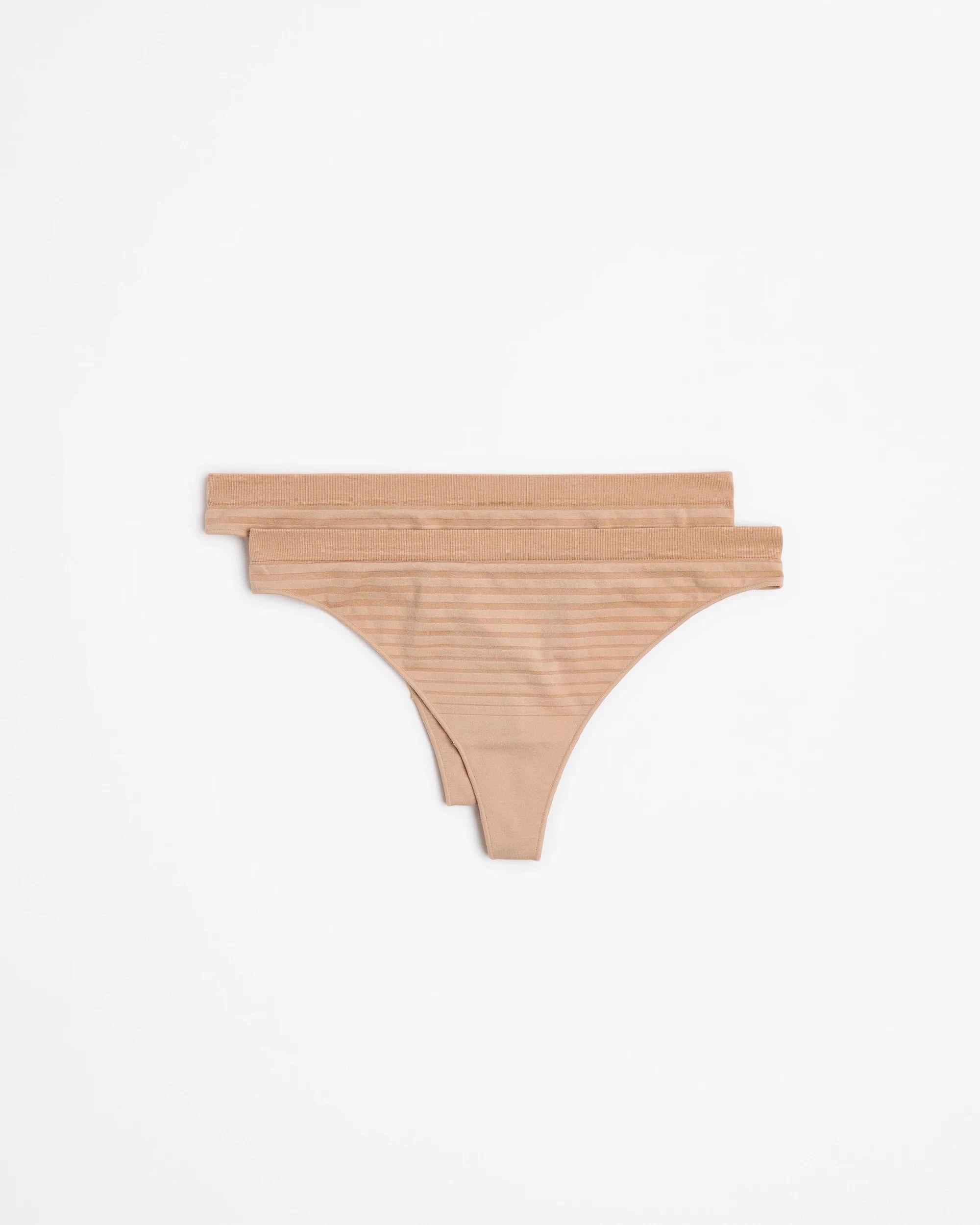 1 Target 2 Pack Seamfree Matte and Shine G-String Briefs LATTE, 1 of 3