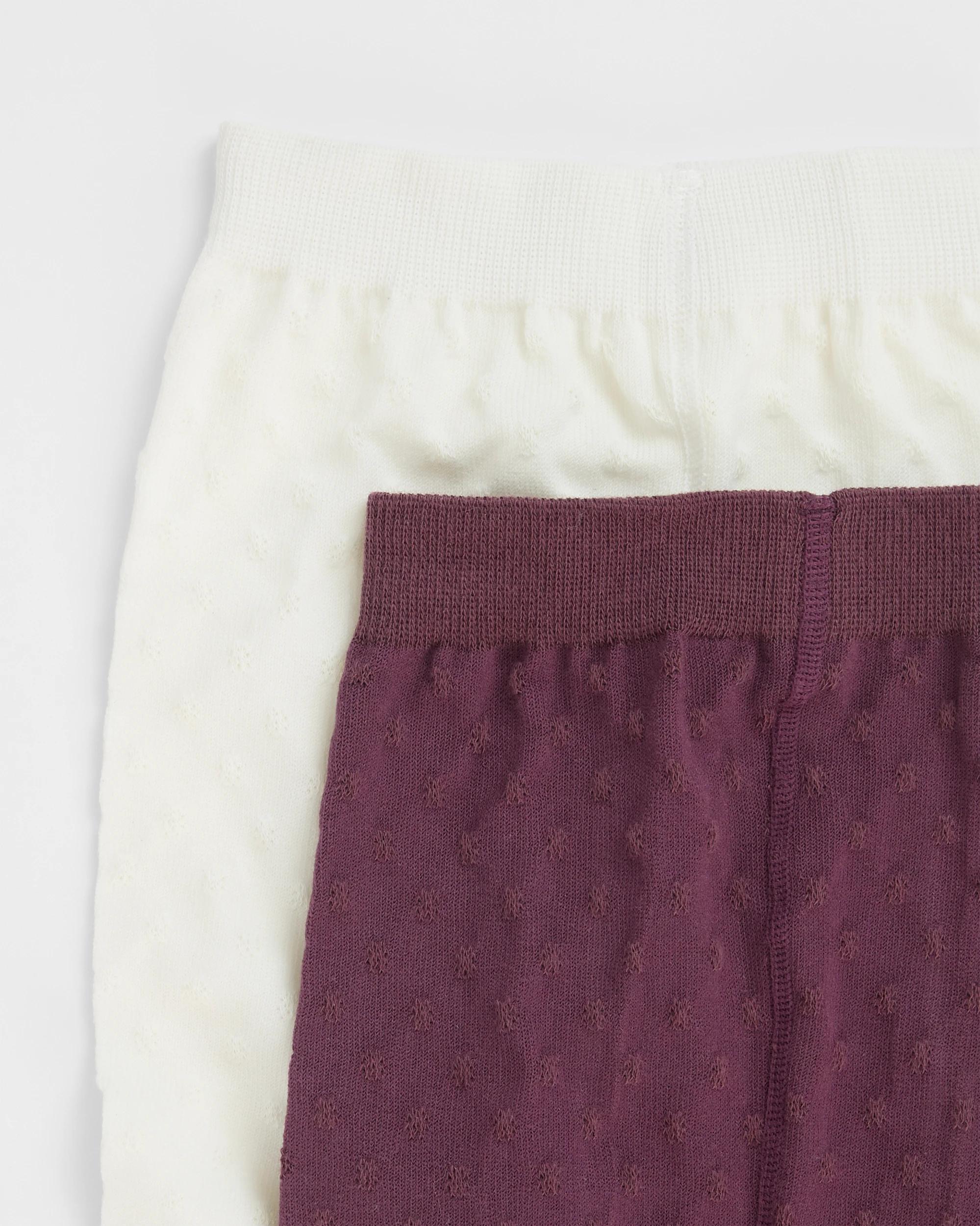 2 Target Kids Maxx Australian Cotton Blend 2 Pack Girls Casual Tights EGGPLANT, 2 of 3