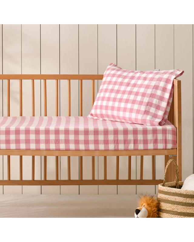Dreamaker Baby Lola Washed Cotton Yarn Dyed Gingham Combo Set - COT Size - Pink P