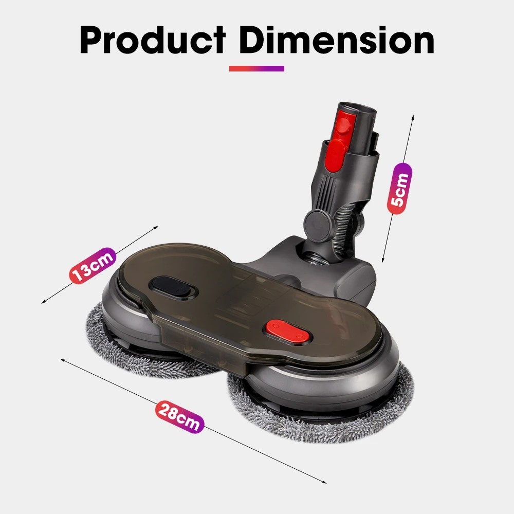 2 ZUNI Electric Motorised Mop Head for Dyson V7 V8 V10 V11 V15 Vacuum Cleaners - Black, 2 of 2