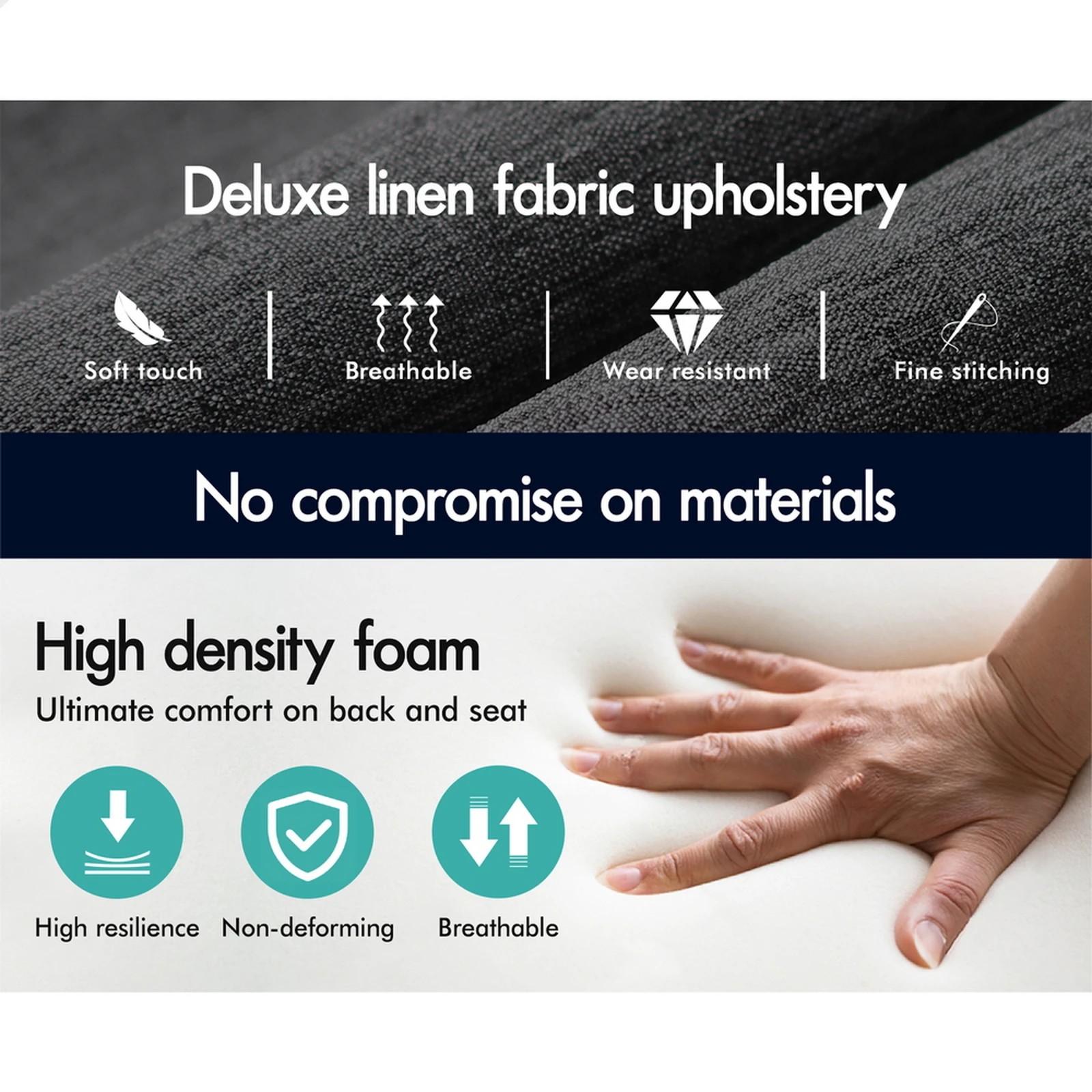 7 Alfordson Office Chair Executive Computer Seat Work Ottoman Fabric - Grey, 7 of 10