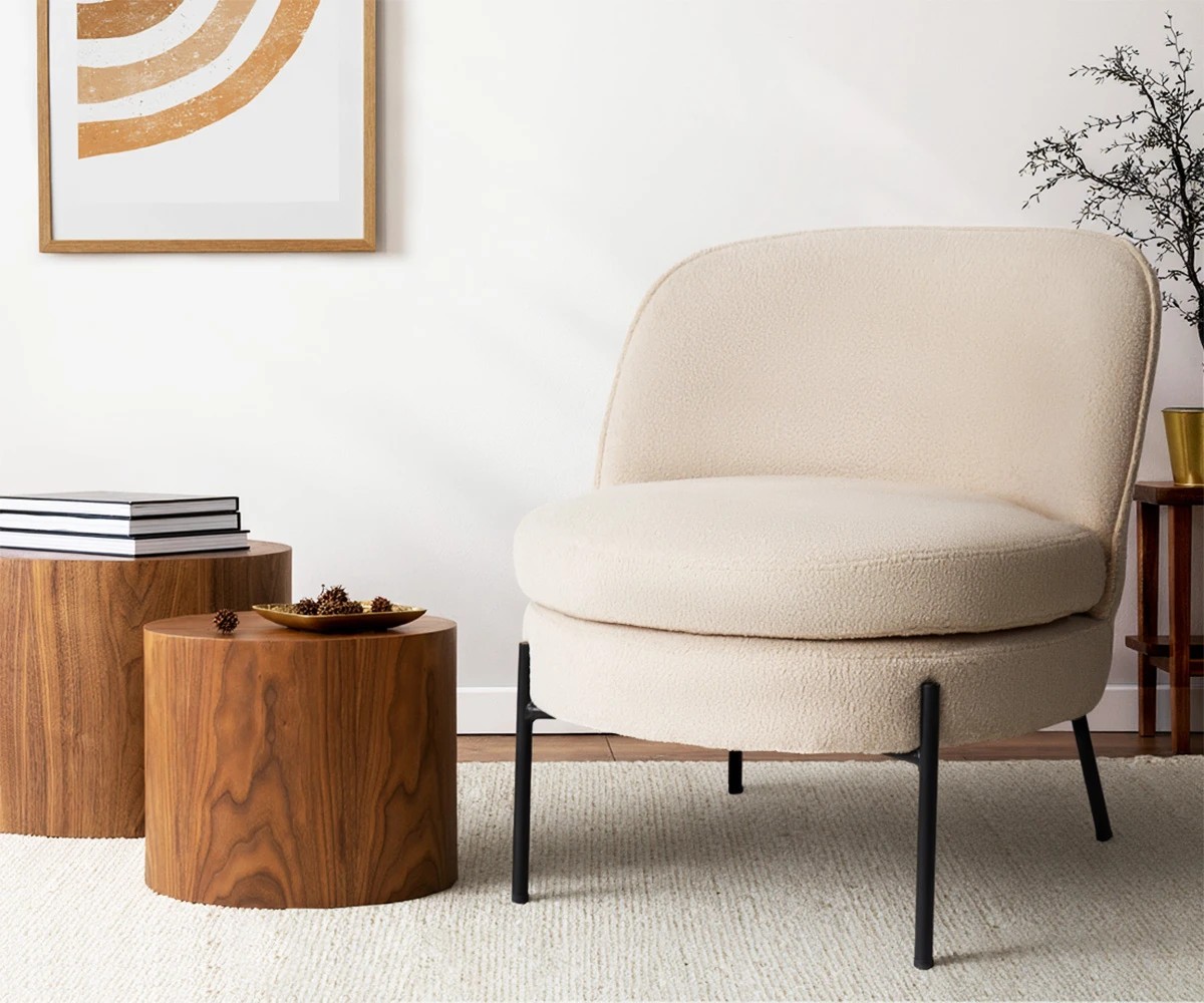 4 Oikiture Armchair Lounge Chair Accent Couch Chairs Padded Sofa Boucle - Beige, 4 of 6