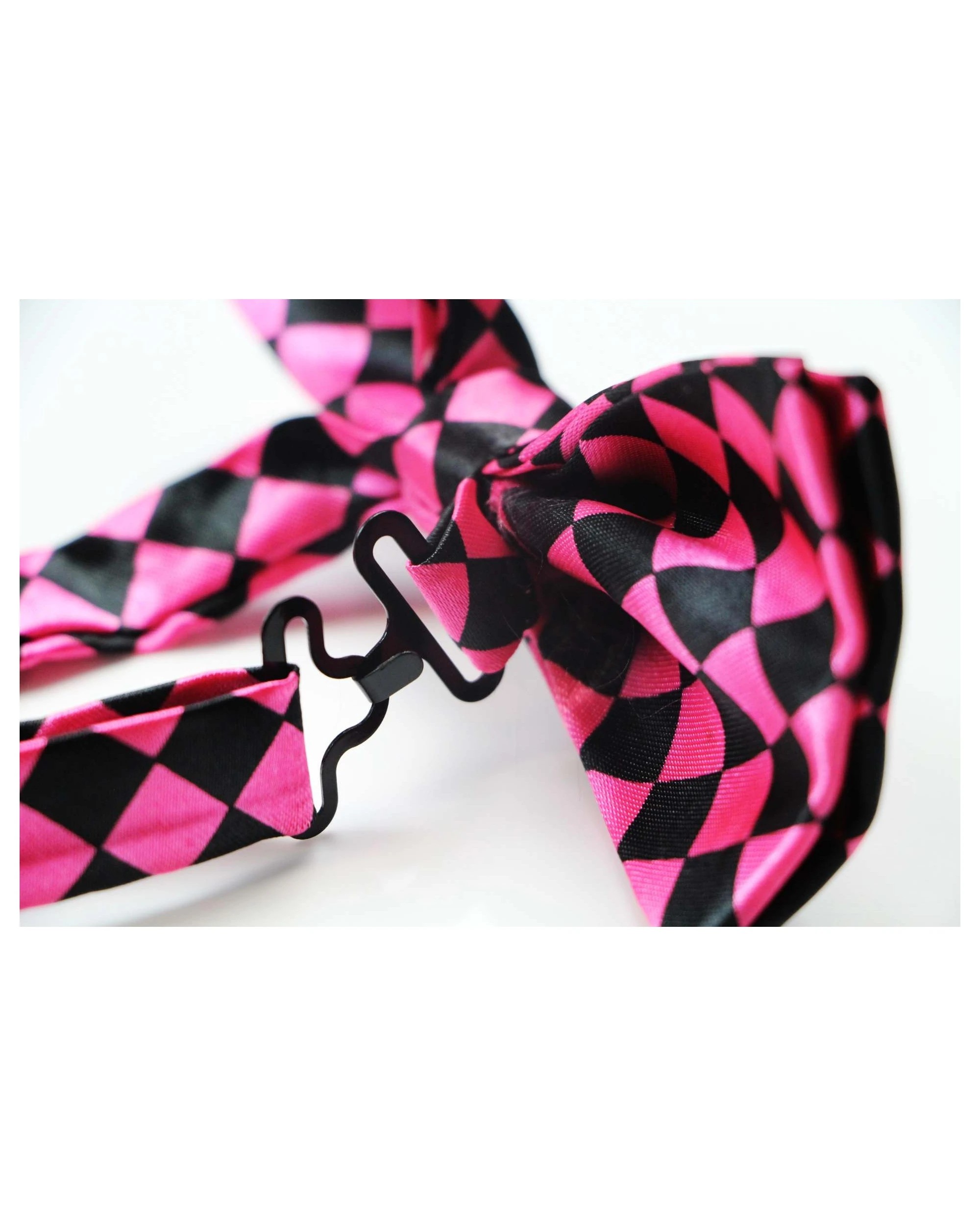 2 Zasel Mens Pink & Black Checkered Block Patterned Bow Tie - Multi, 2 of 4