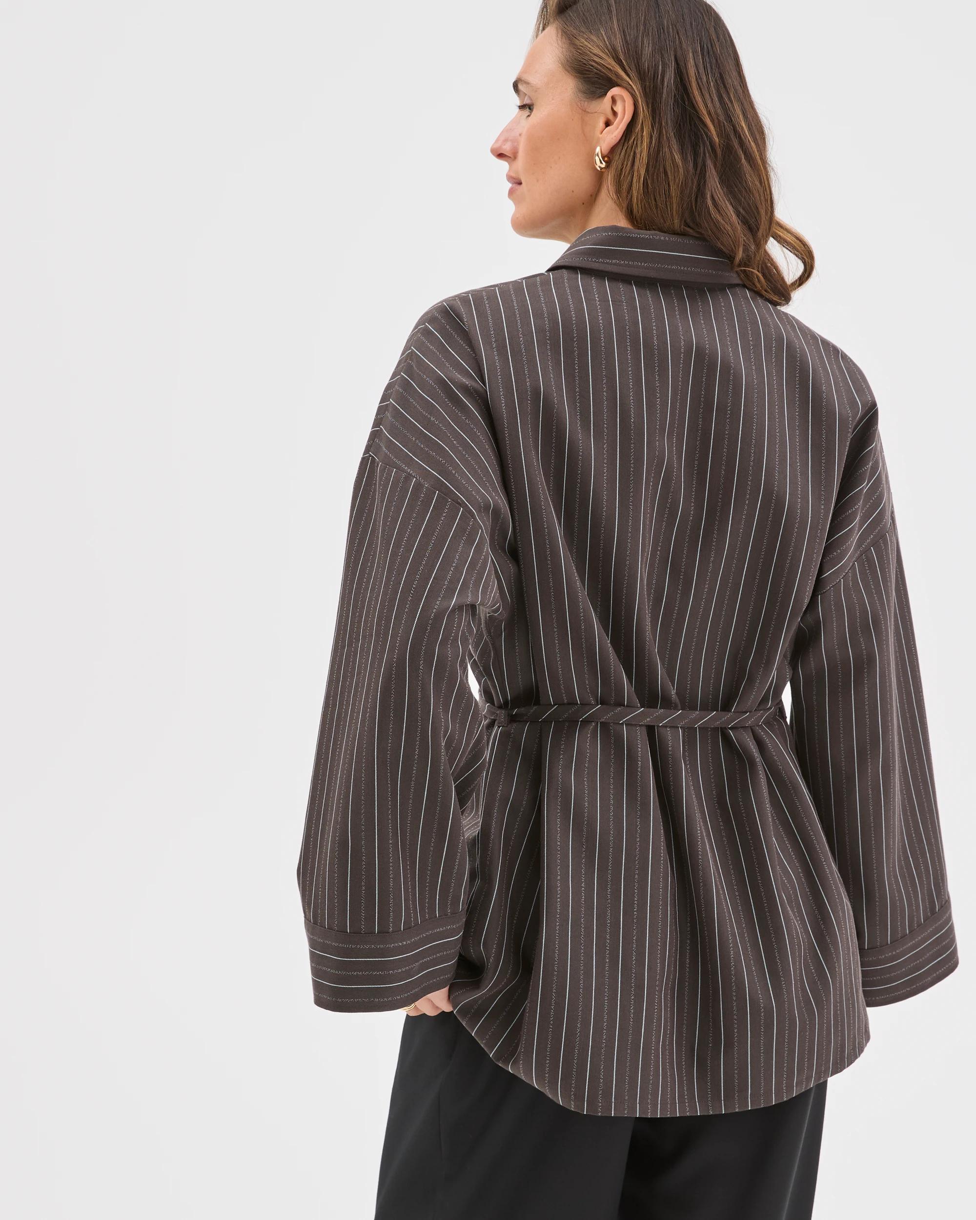 6 Preview Belt Detail Shirt BITTER CHOCOLATE STRIPE, 6 of 6