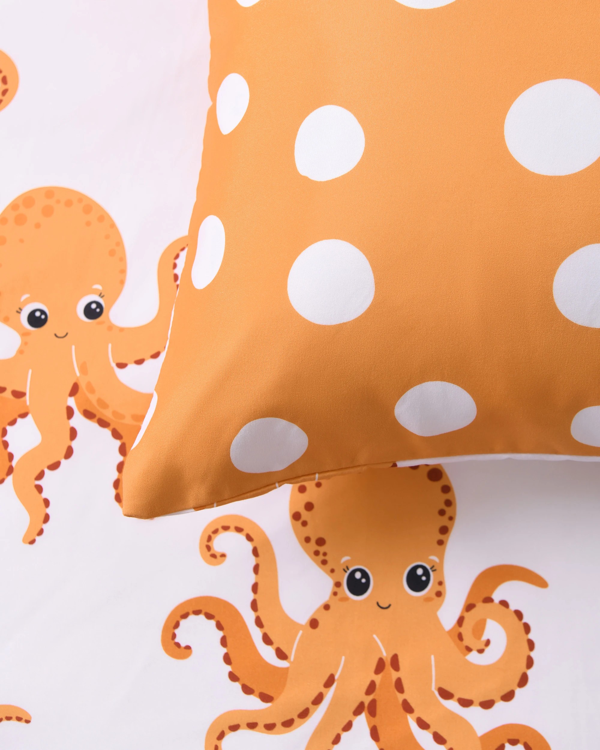 5 Jack & Ava Ollie the Octopus Kids Reversible Quilt Cover Set - Double Bed - Orange, 5 of 10