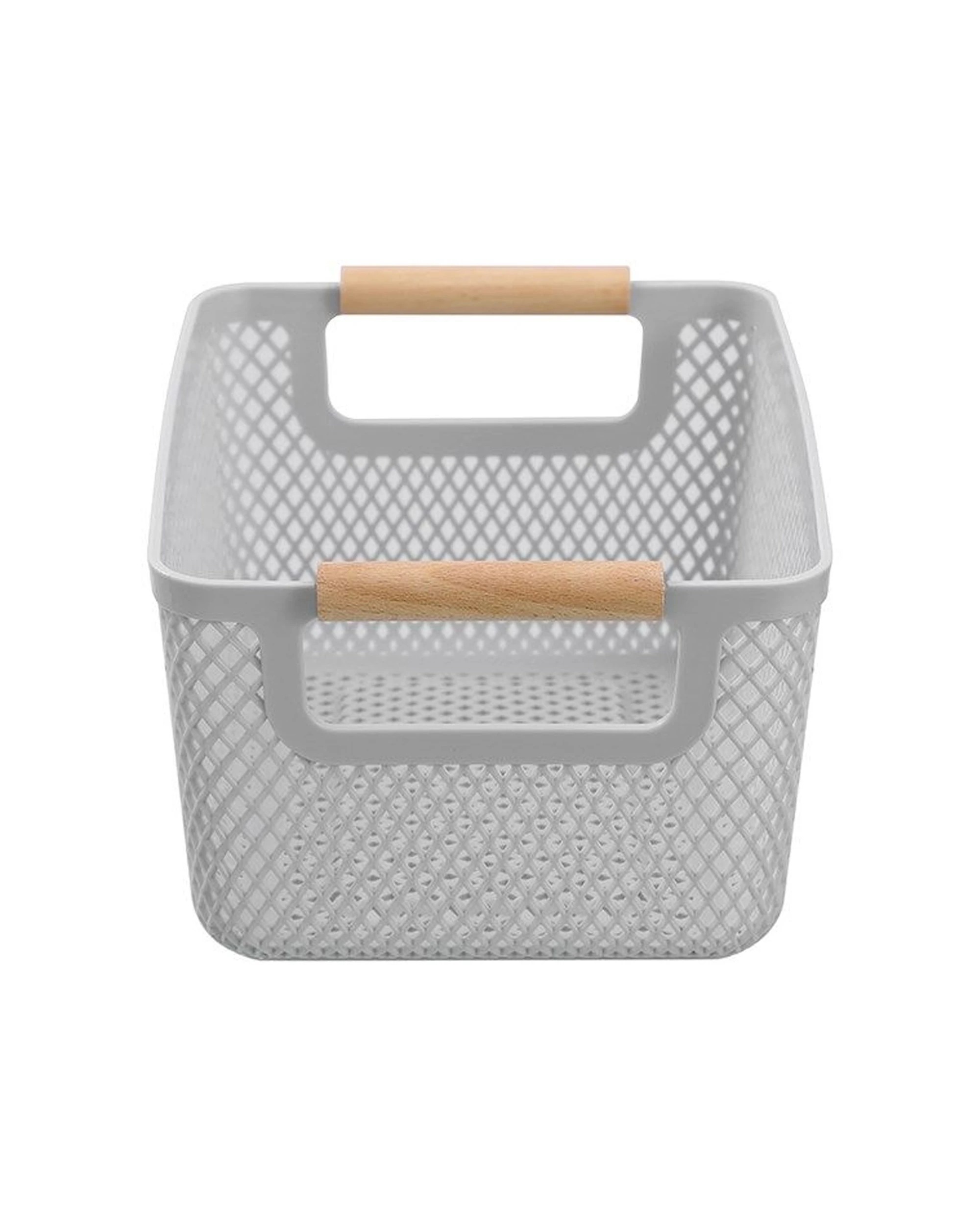 5 Boxsweden 6PK Mesh Plastic Basket Wood Handle Small 26.5x18x12cm - Multi, 5 of 7
