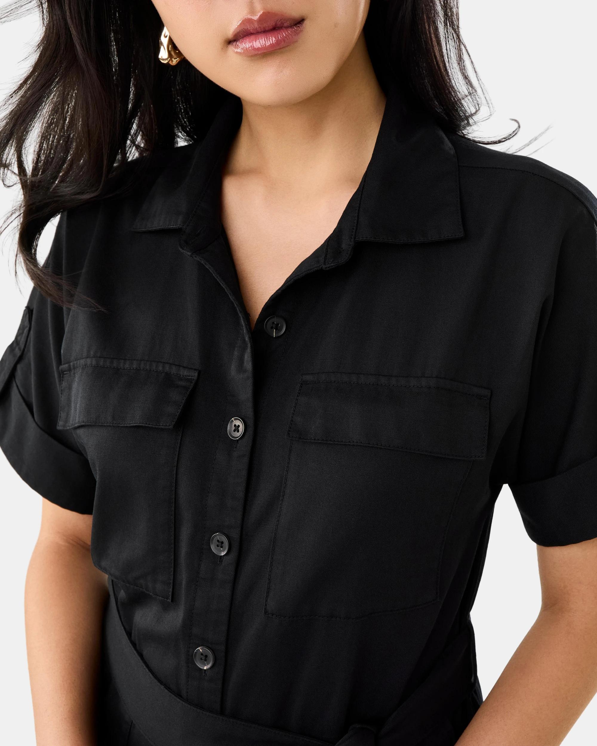 5 Short Sleeve Utility Jumpsuit Black, 5 of 9