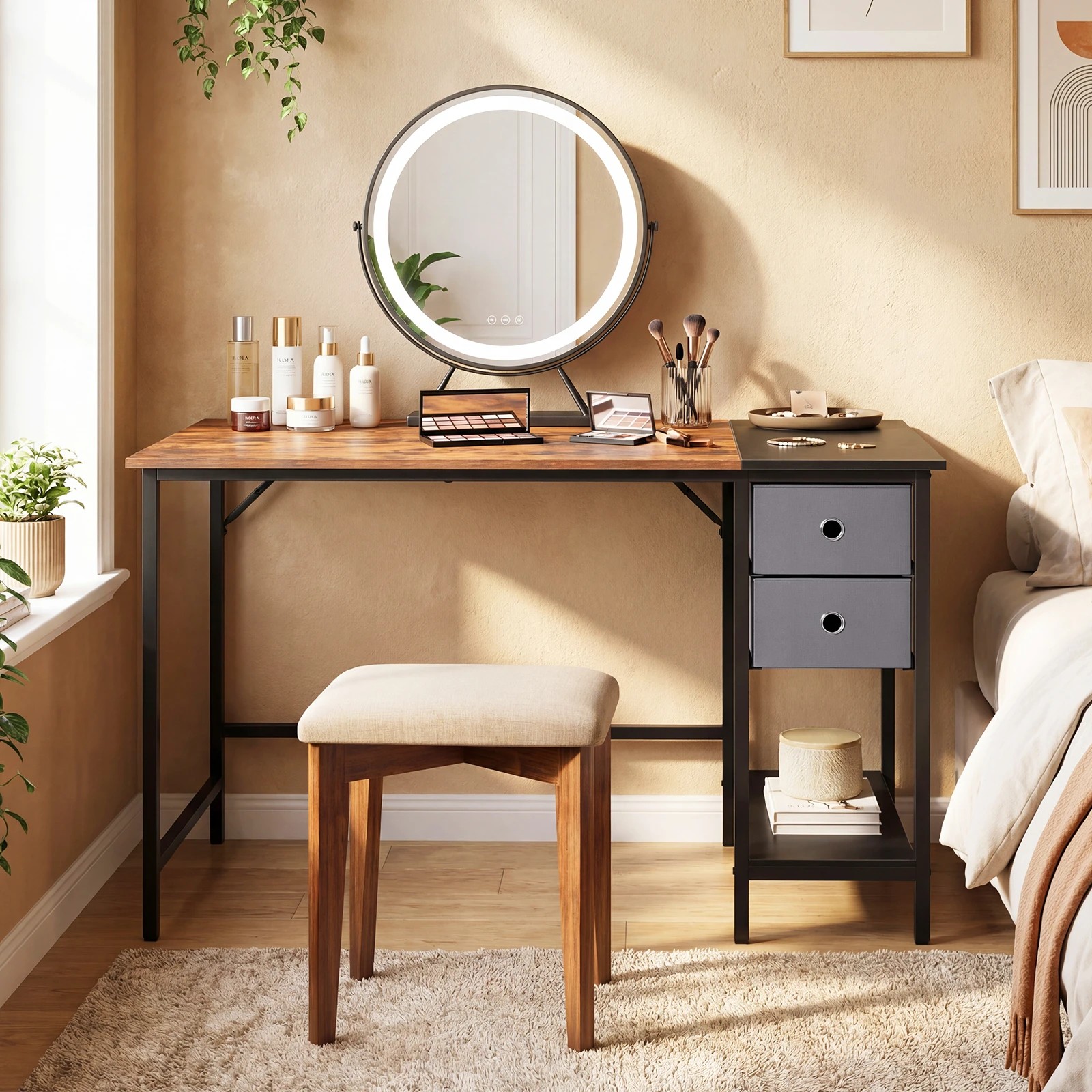 Costway 120cm Computer Desk w/Removable Drawers Study Workstation - Kmart