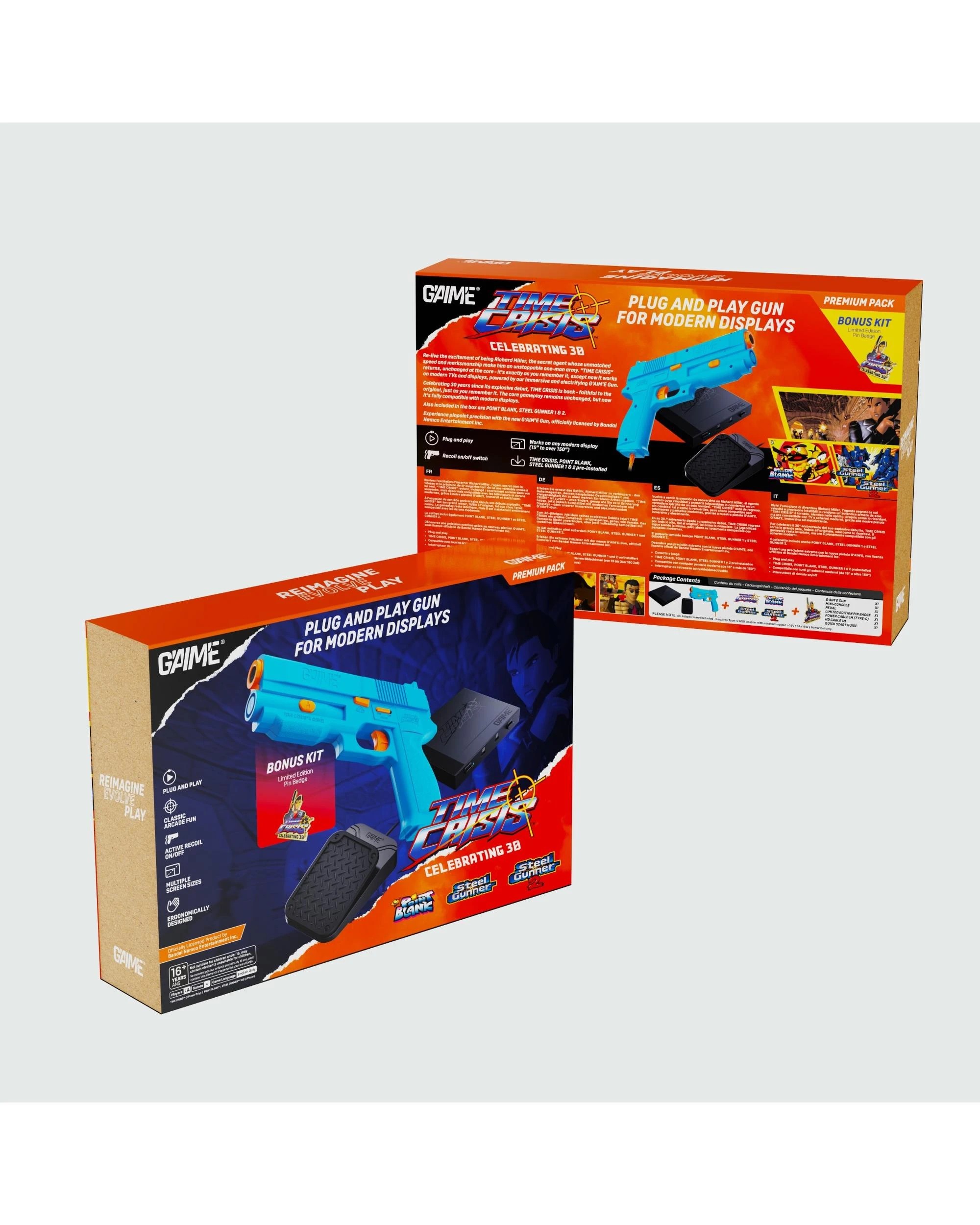 10 G'AIM'E Time Crisis Gun Controller Set for Modern TVs - 1 Gun Premium Pack - Blue, 10 of 10