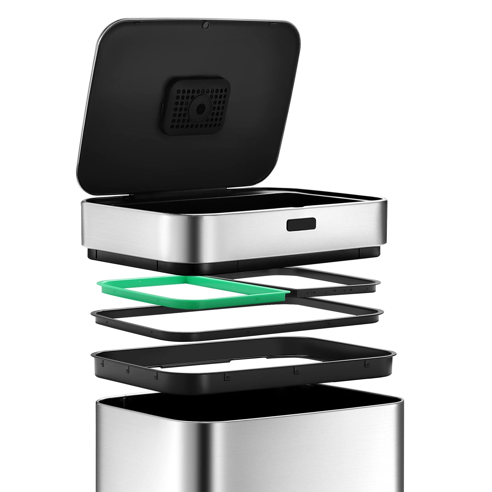 3 Ausway 75L Dual Rubbish Bin Dustbin Recycling Kitchen Waste Trash Garbage Can Motion Sensor Stainless Steel Silver, 3 of 5