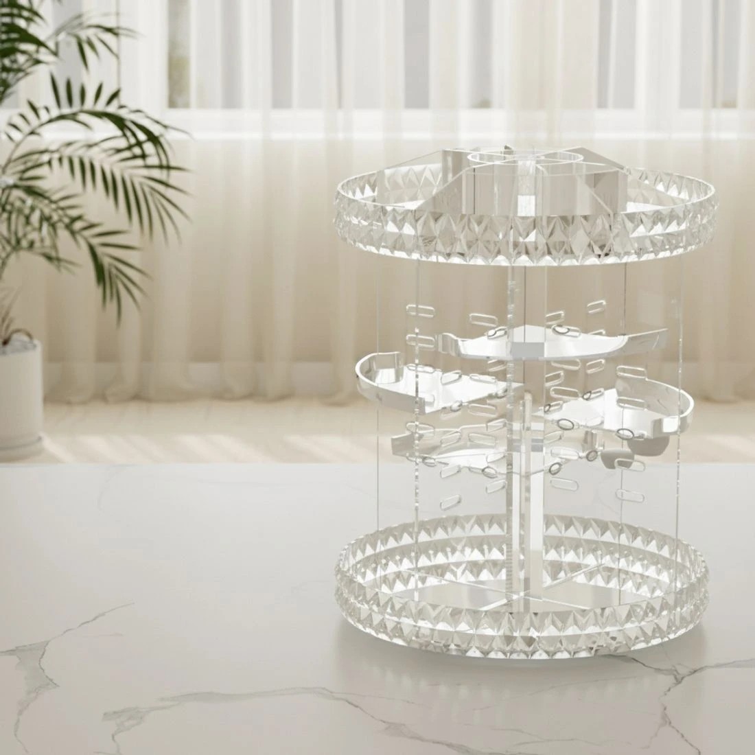 4 Embellir Makeup Organizer Acrylic Rotating Cosmetic Organizer Storage Display Holder - Natural, 4 of 7