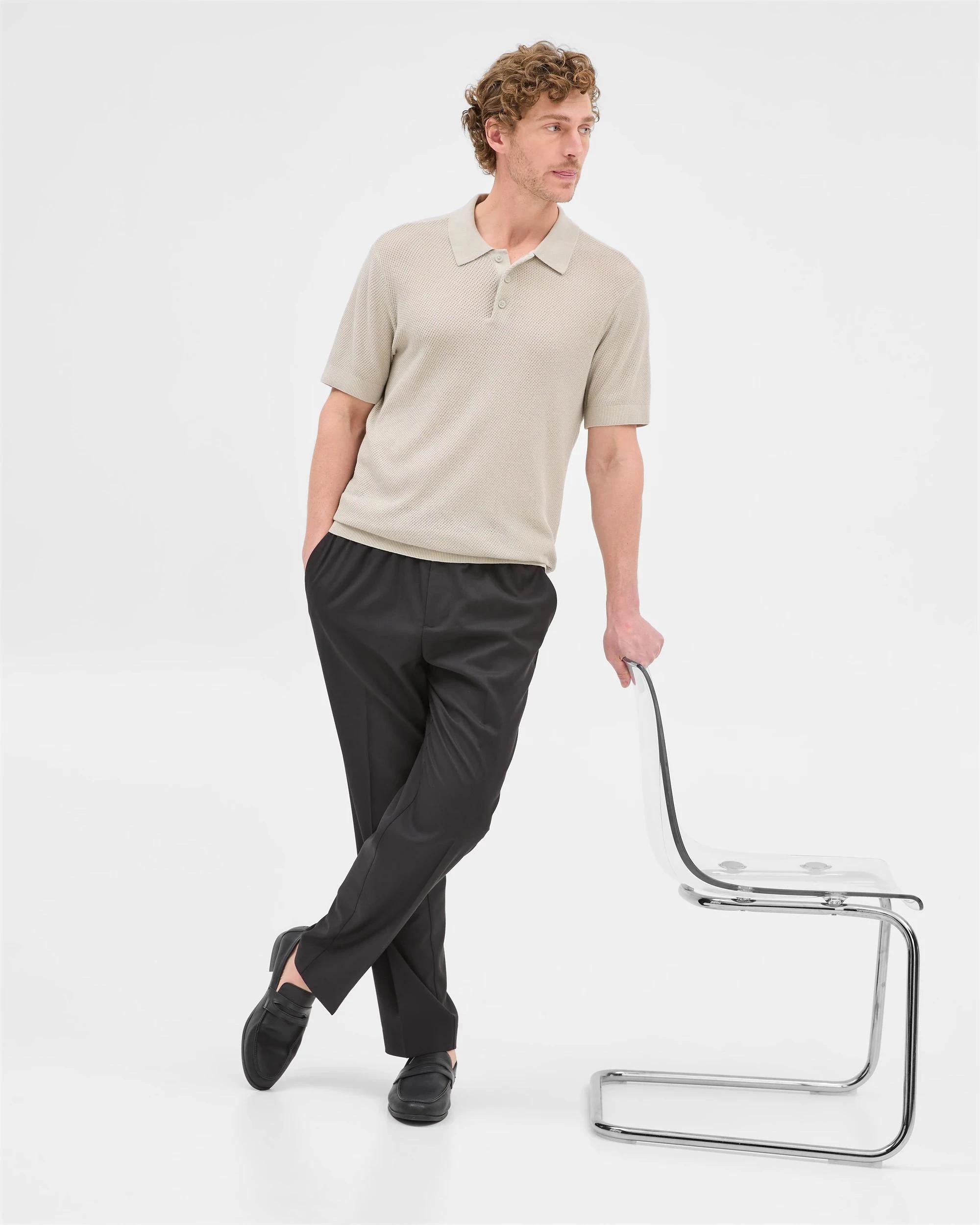 2 Australian Cotton Blend Knit Polo Top - Preview MOONSTRUCK, 2 of 7