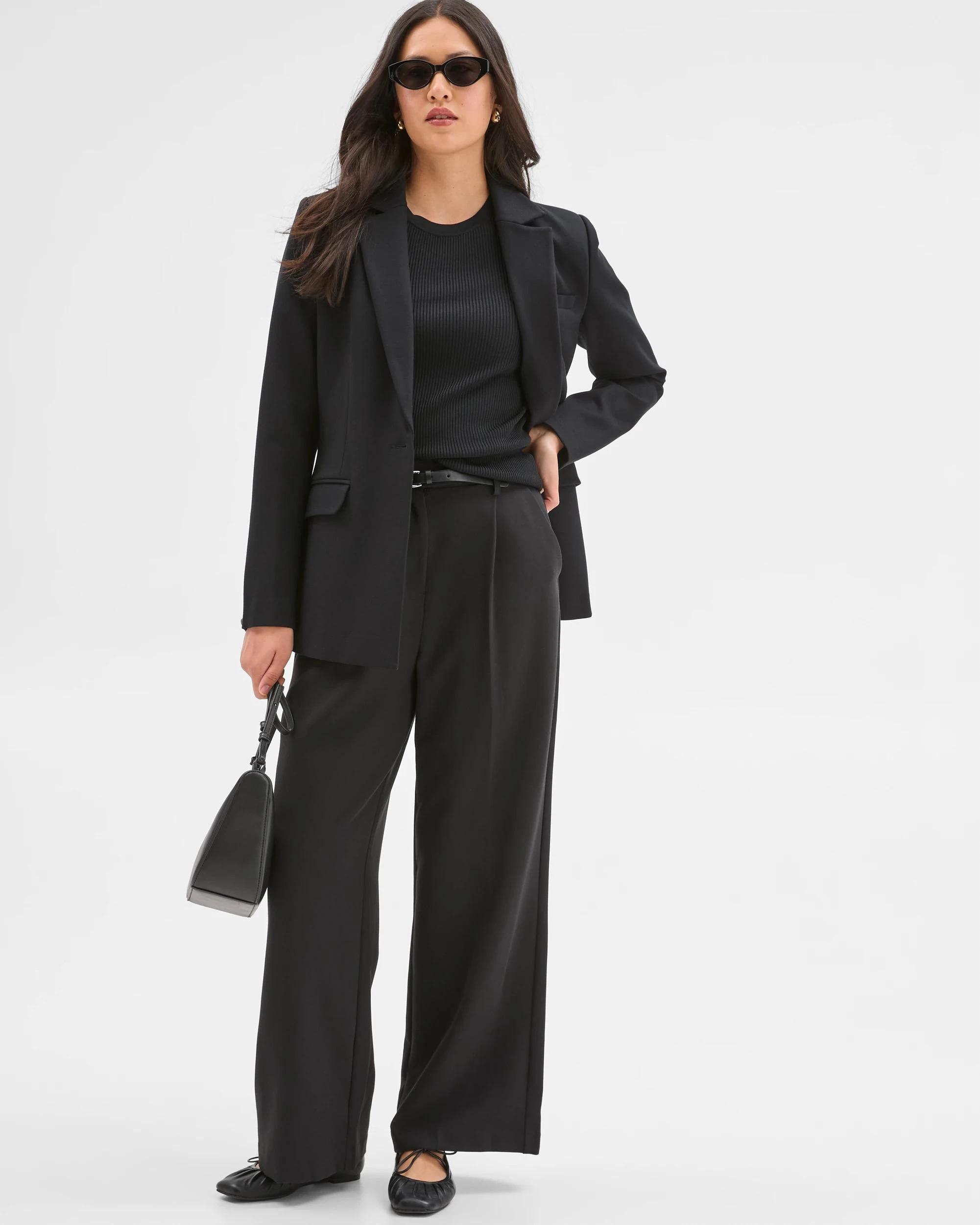 1 Preview Ponte Single Breasted Blazer BLACK, 1 of 6