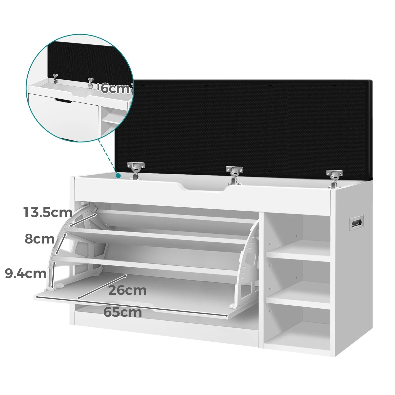 8 Alfordson Shoe Cabinet Bench Storage Rack Organiser Shelf 18 Pairs - White, 8 of 10