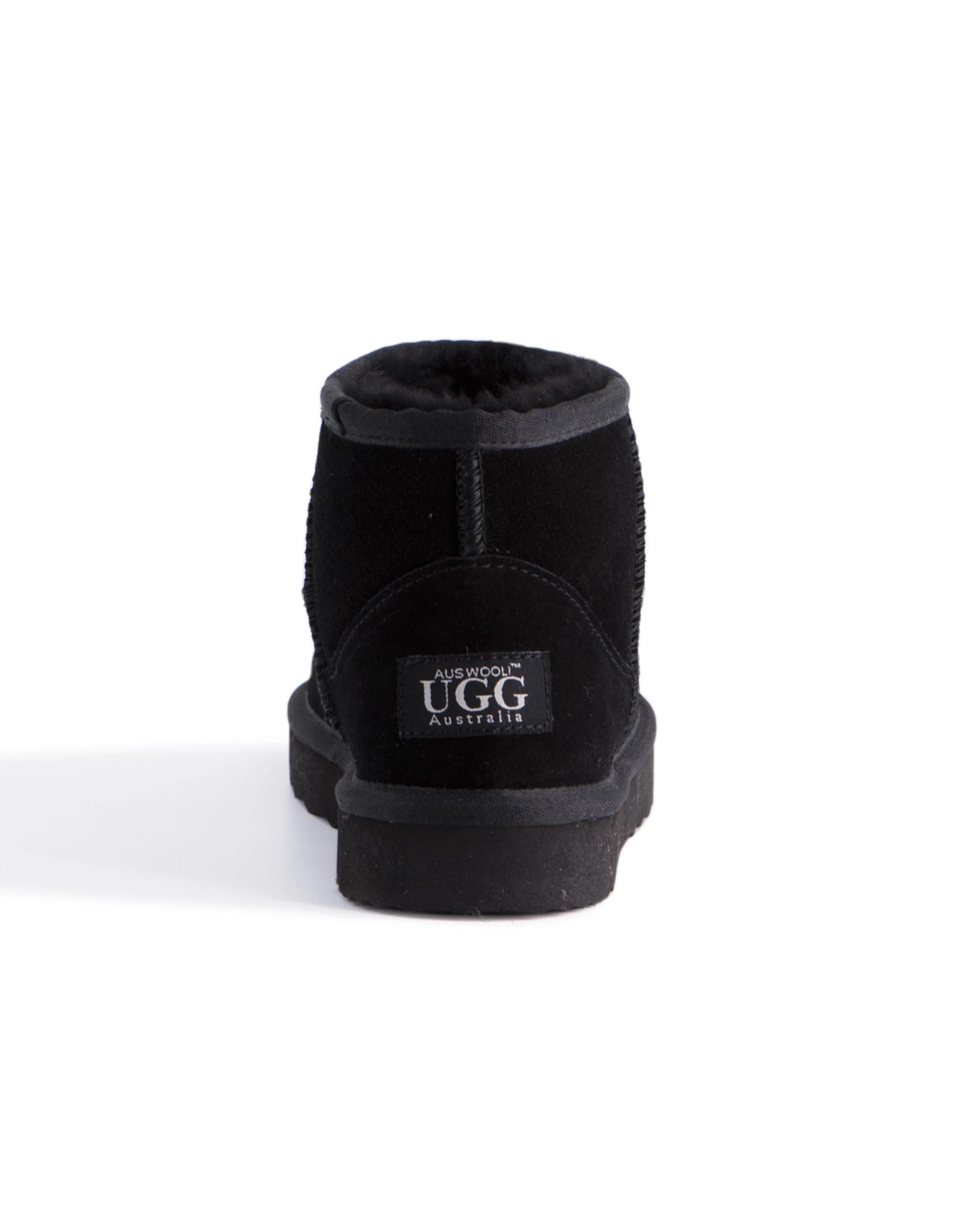 3 AUS WOOLI UGG Short Sheepskin Ankle Boots BLACK, 3 of 7