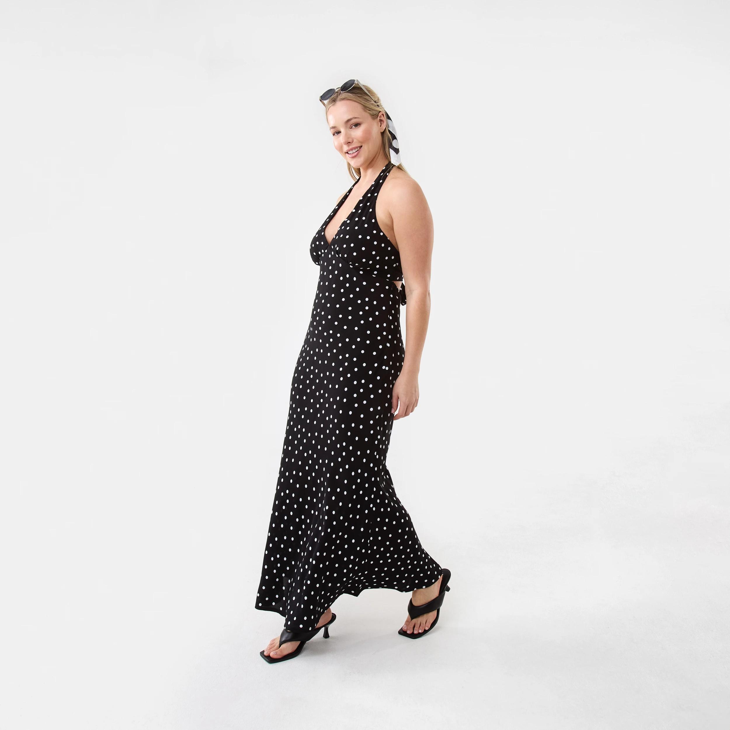 2 Sleeveless Halter Neck Midi Dress Polka Dot, 2 of 8