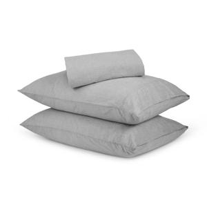 Stonewashed Chambray Cotton Sheet Set - Double Bed, Grey