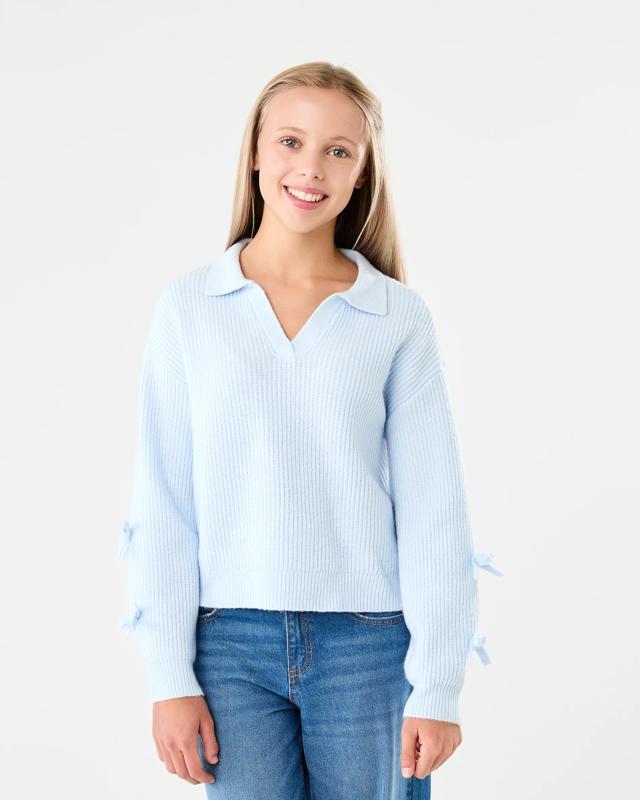 Bow Sleeve Rugby Knit