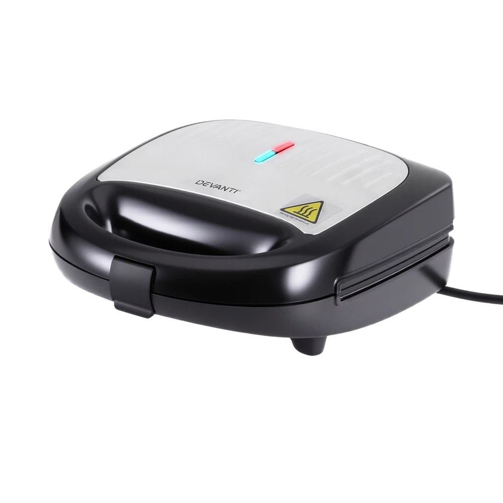 1 Devanti 3-in-1 Sandwich Press Waffle Maker Panini Press Grill - Black, 1 of 7