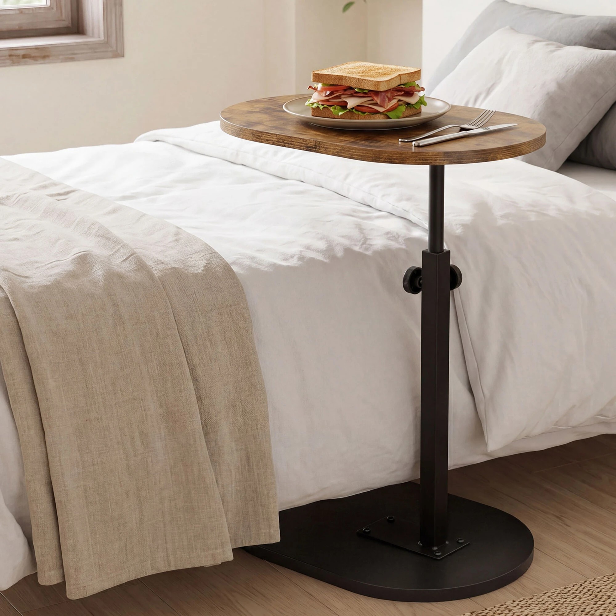 7 Levede C Shaped Side Table Adjustable Height 360° Rotating Laptop Sofa End Table, 7 of 8