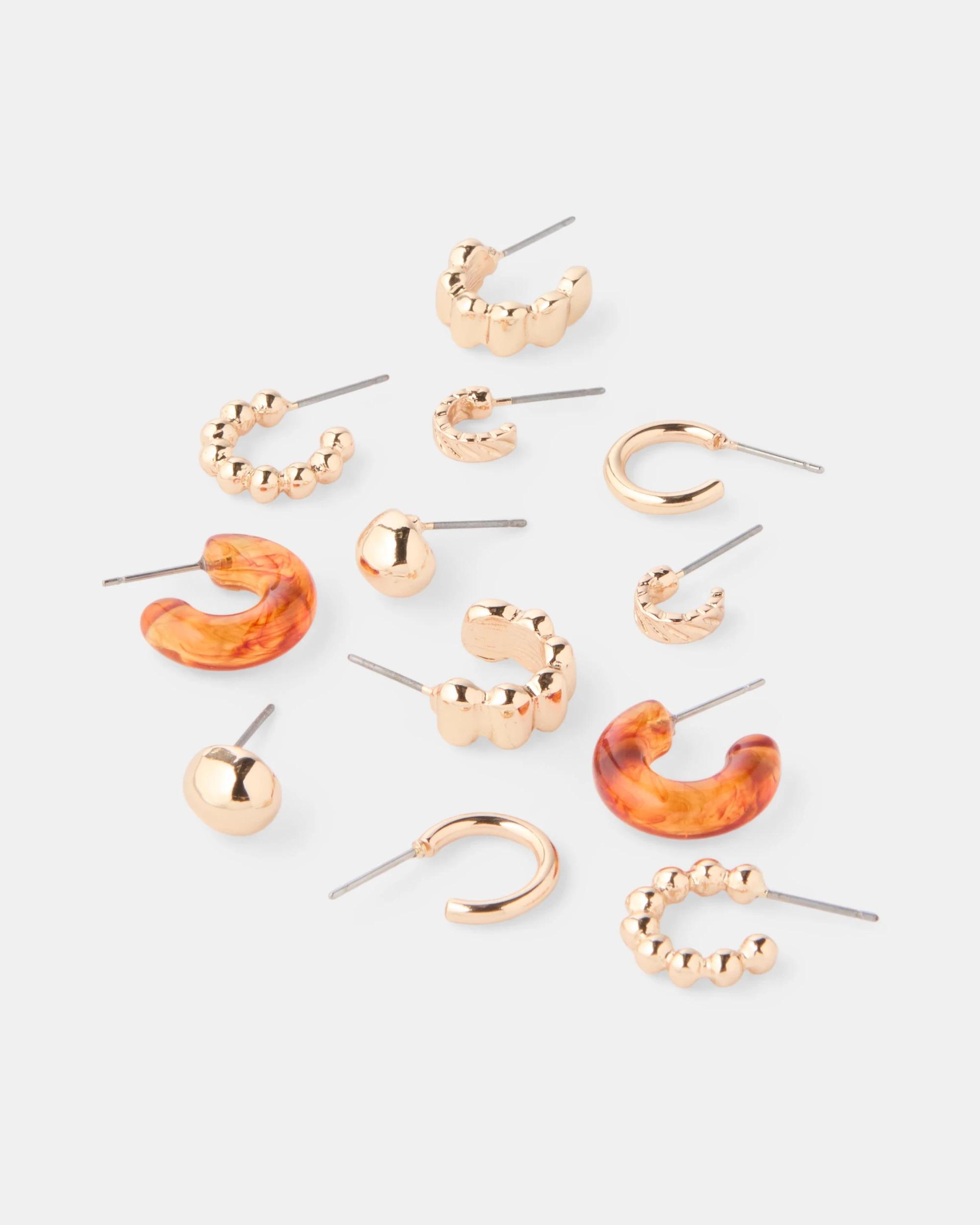2 6 Pack Resin Hoop Earrings - Gold Tone Gold, 2 of 3