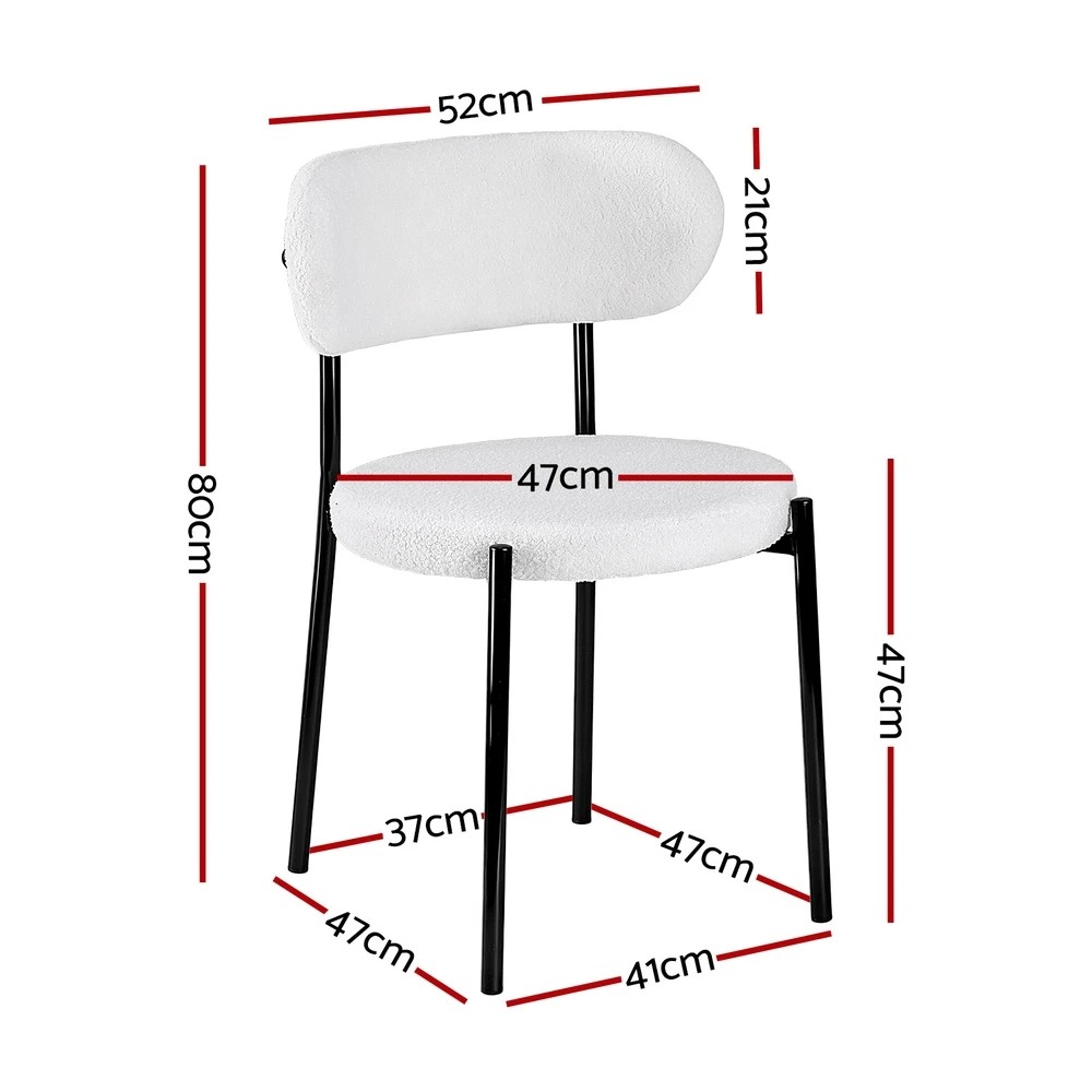 2 Artiss Dining Chairs Set of 2 Sherpa Boucle - White, 2 of 6